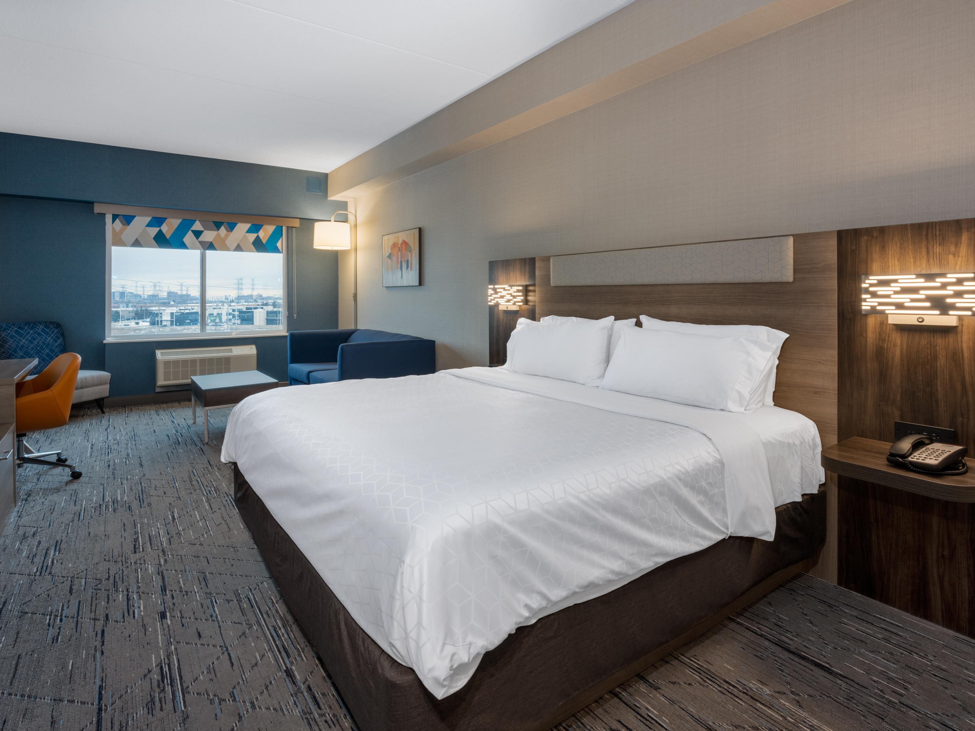 We’re the perfect choice for government travelers, conveniently located near city and provincial offices. With easy access to highways, we offer the ideal location for your next stay. Enjoy free breakfast and parking, all within per diem. Take a dip in the pool or work up a sweat in our Fitness Centre–we have everything you need for a great stay!