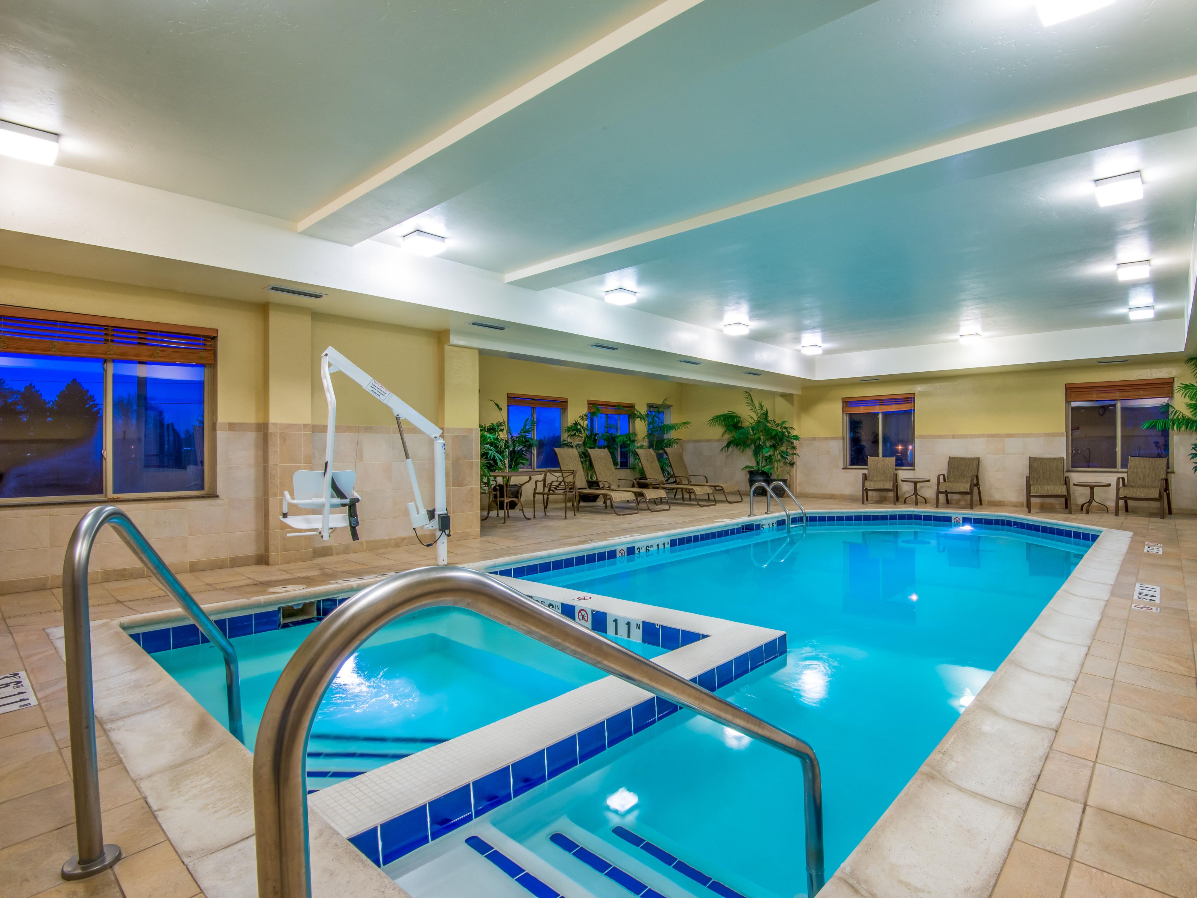 Rain or Shine, you can always take a dip at our Indoor Pool. After a busy day, grab a towel and unwind beside our sparkling, inviting pool. 