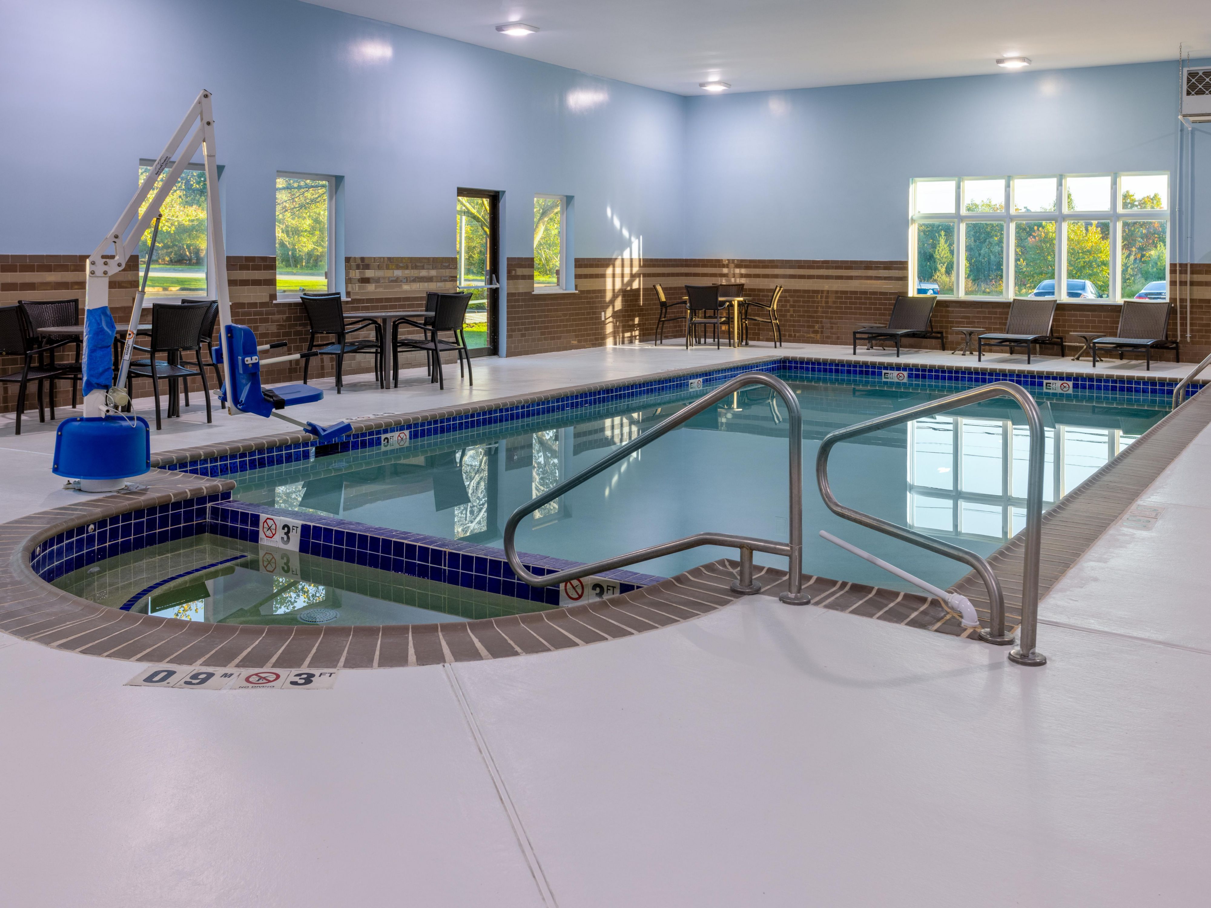 Take time to enjoy our indoor heated pool and jacuzzi!