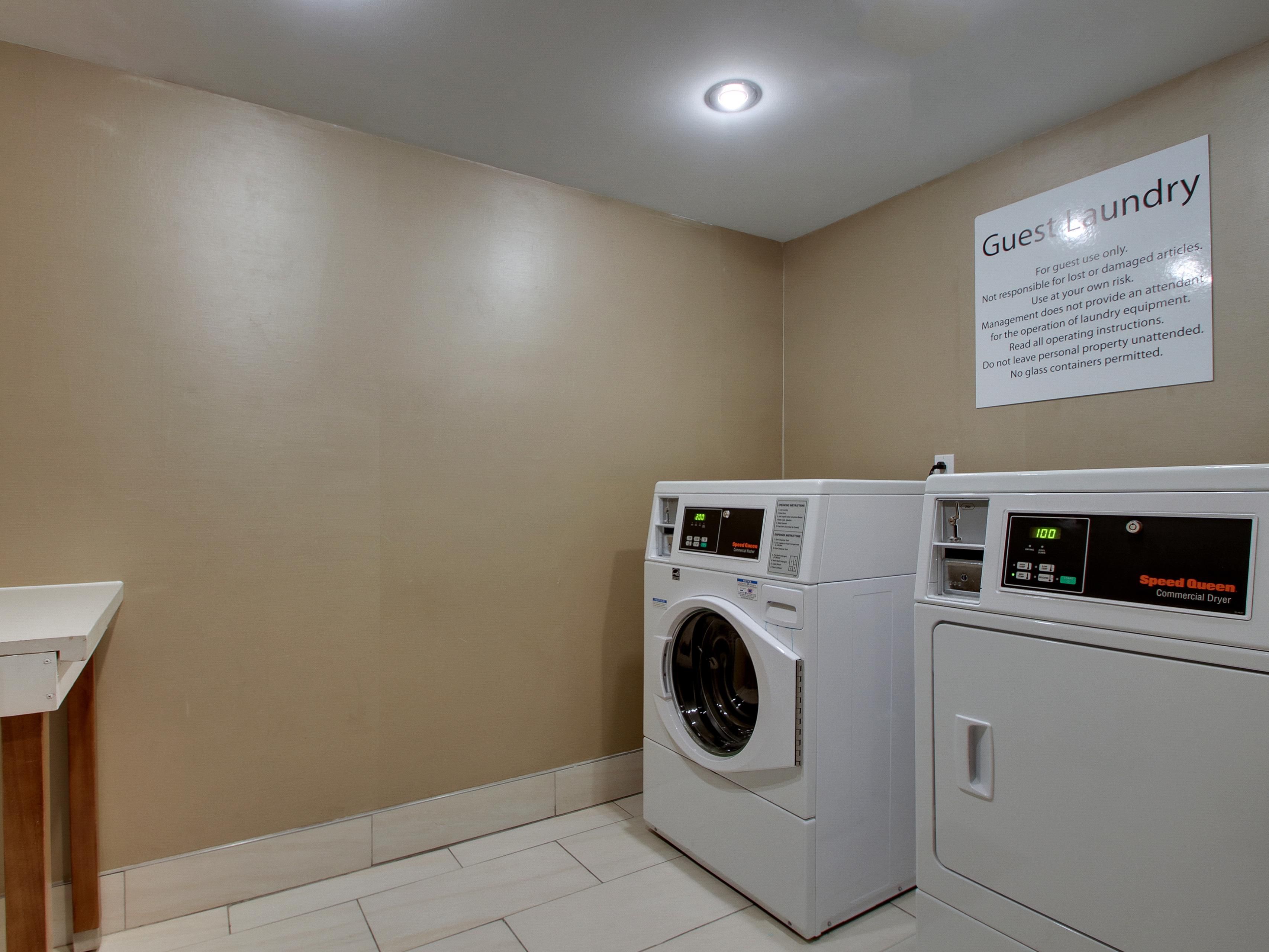 Need to do some laundry? We've got you covered with our on site Laundry Room. With laundry detergent and dryer sheets available for purchase in our Sundries Shop. The low prices of $2.00 per load to wash and $1.00 to dry you'll be so fresh and so clean.