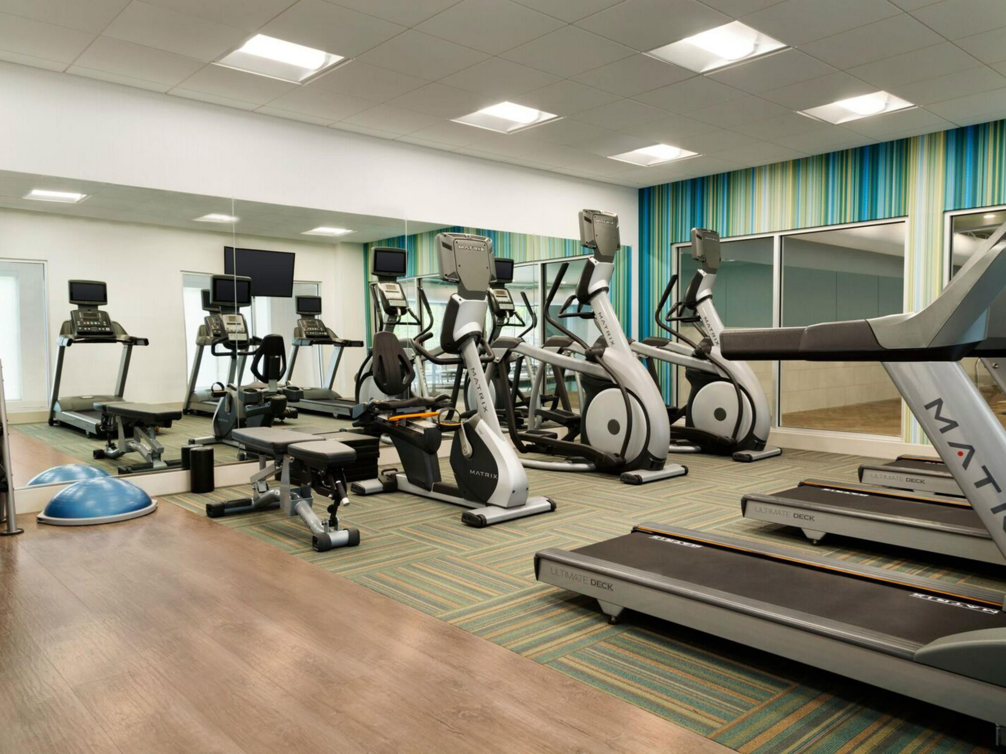 Stay on track with your fitness routine while staying with us.