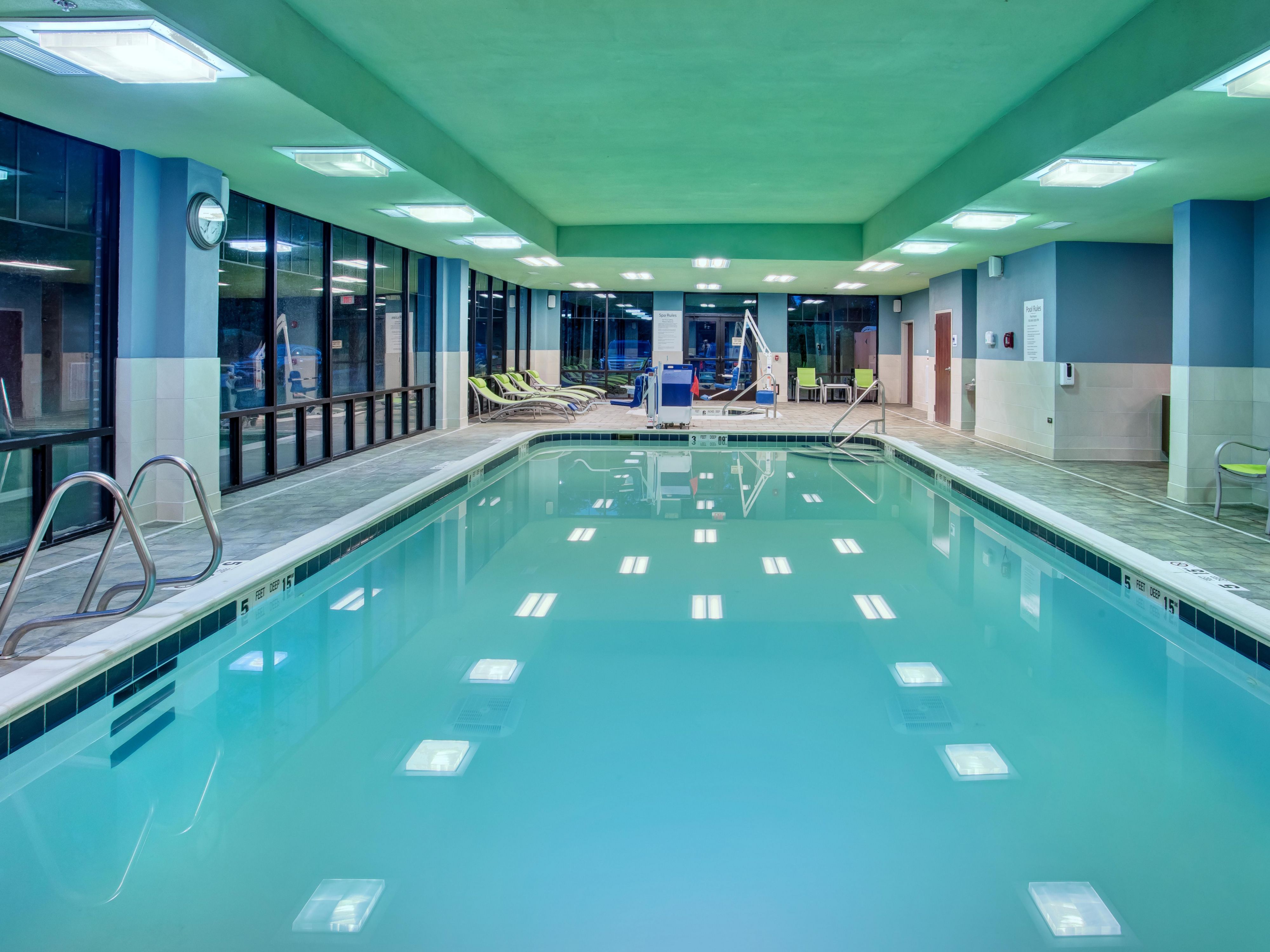 Our hotel features a large indoor pool and spa tub.  Fun for the whole family! 