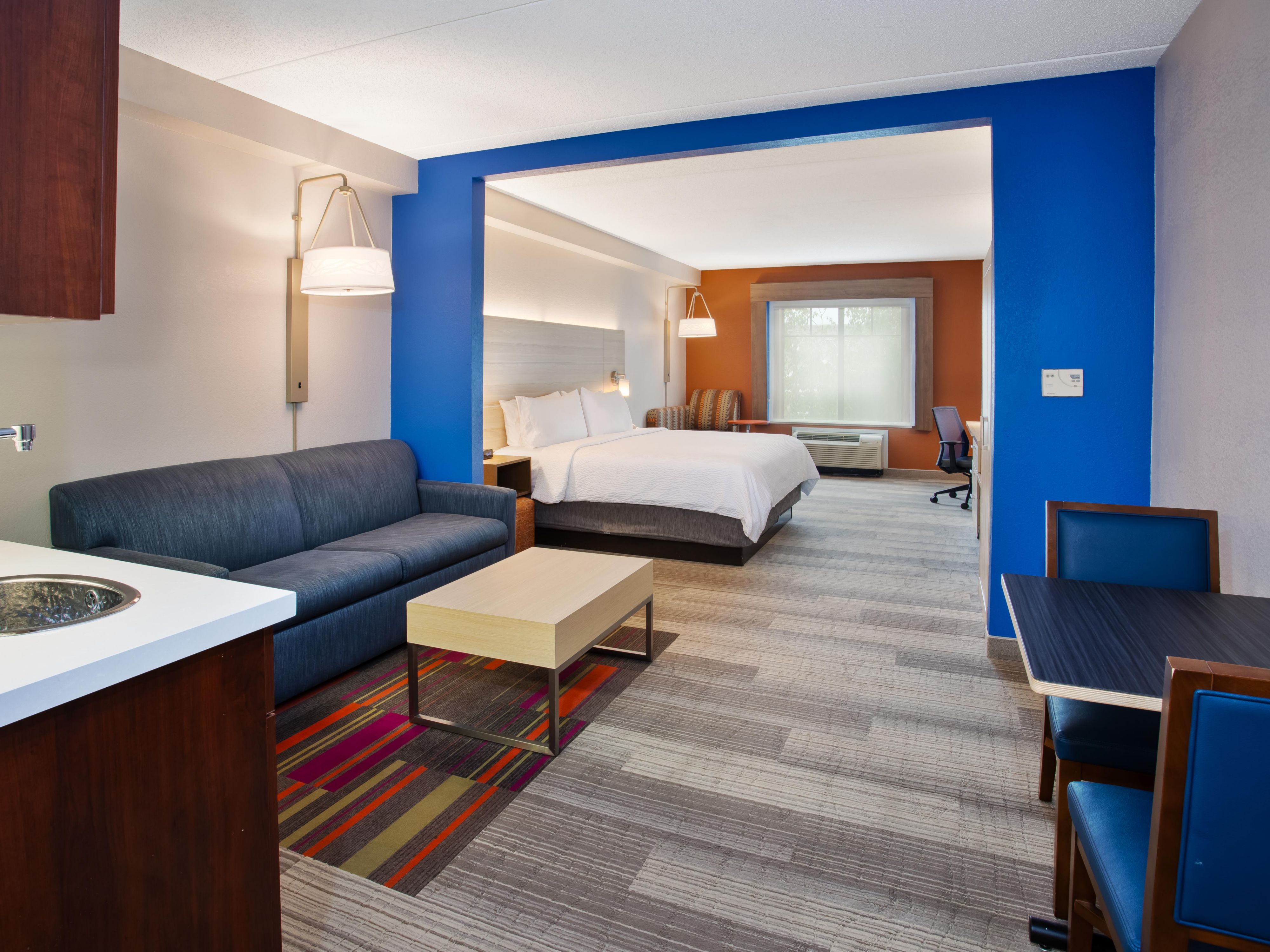 We offer select spacious suites with sofa beds and wet bars