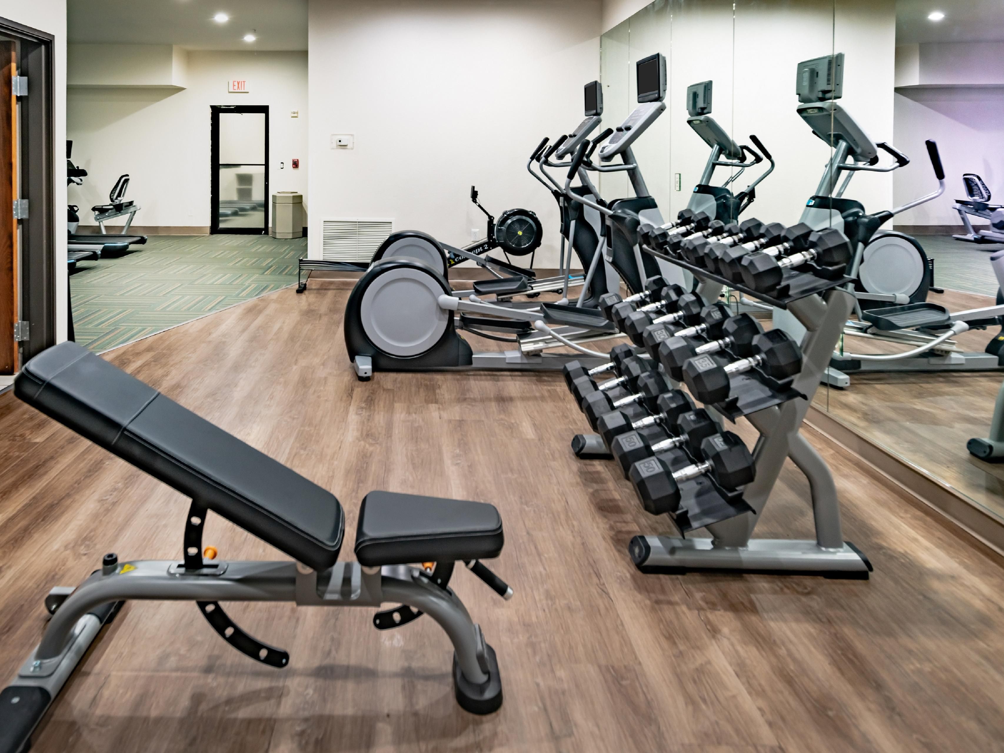 Stay active whenever you like in our 24-hour fitness center. Equipped with elliptical machines, free weights, and treadmills, you can customize your workout routine anytime at our Waco, TX, hotel.
