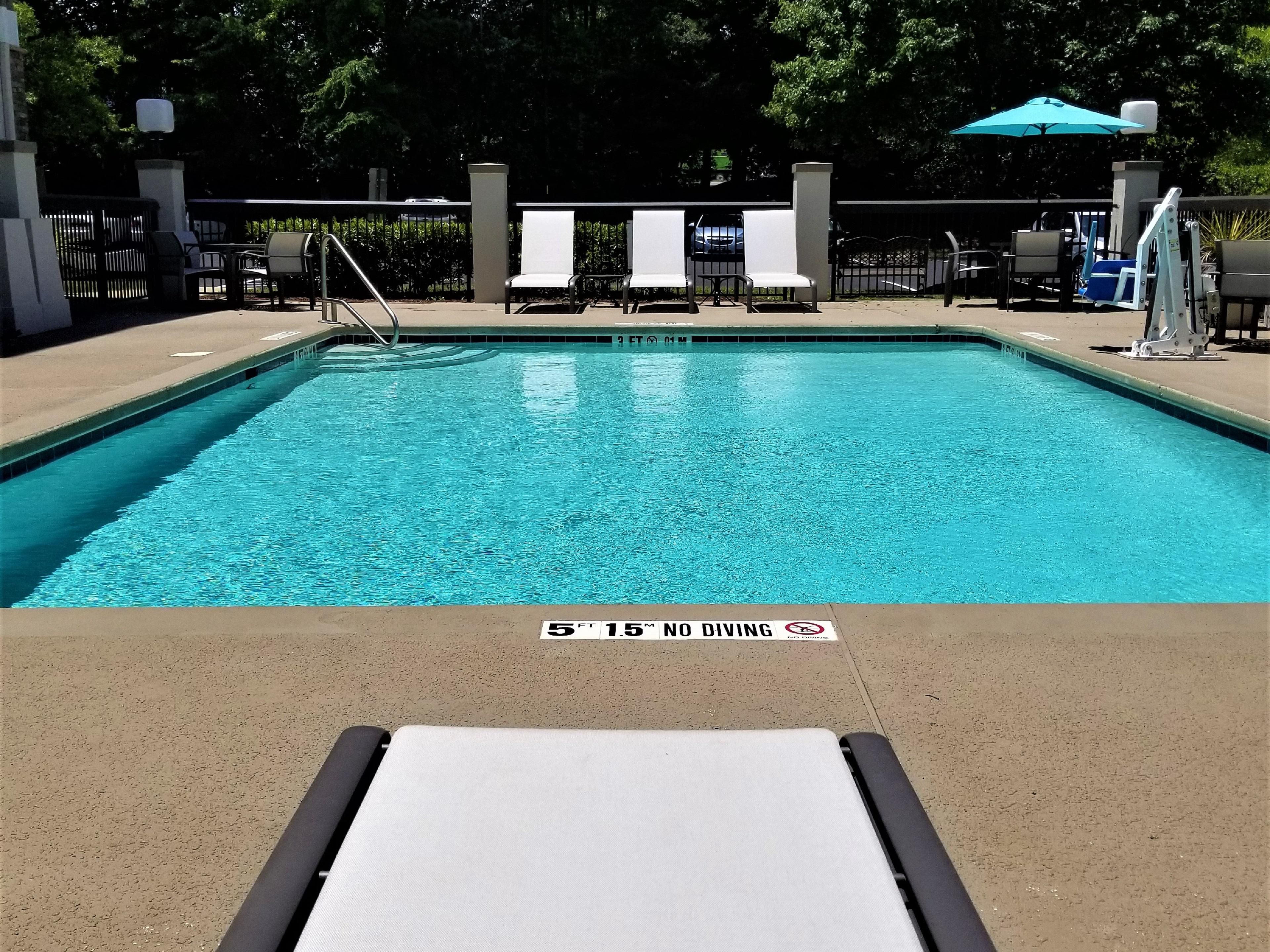 The sparkling seasonal outdoor swimming pool offers a fun and cool way to beat the heat and catch some sun!