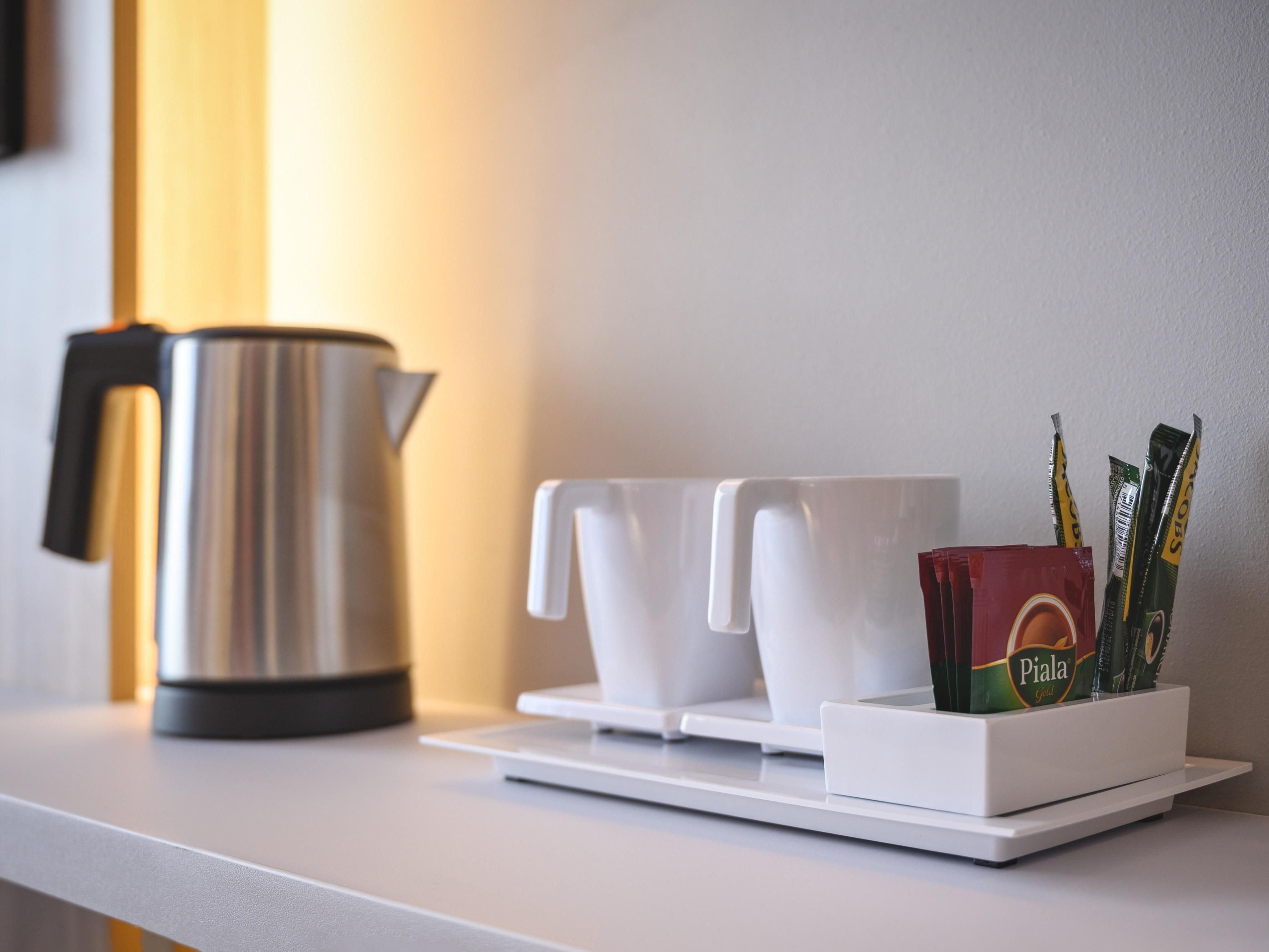 Tea and coffee set up in each room