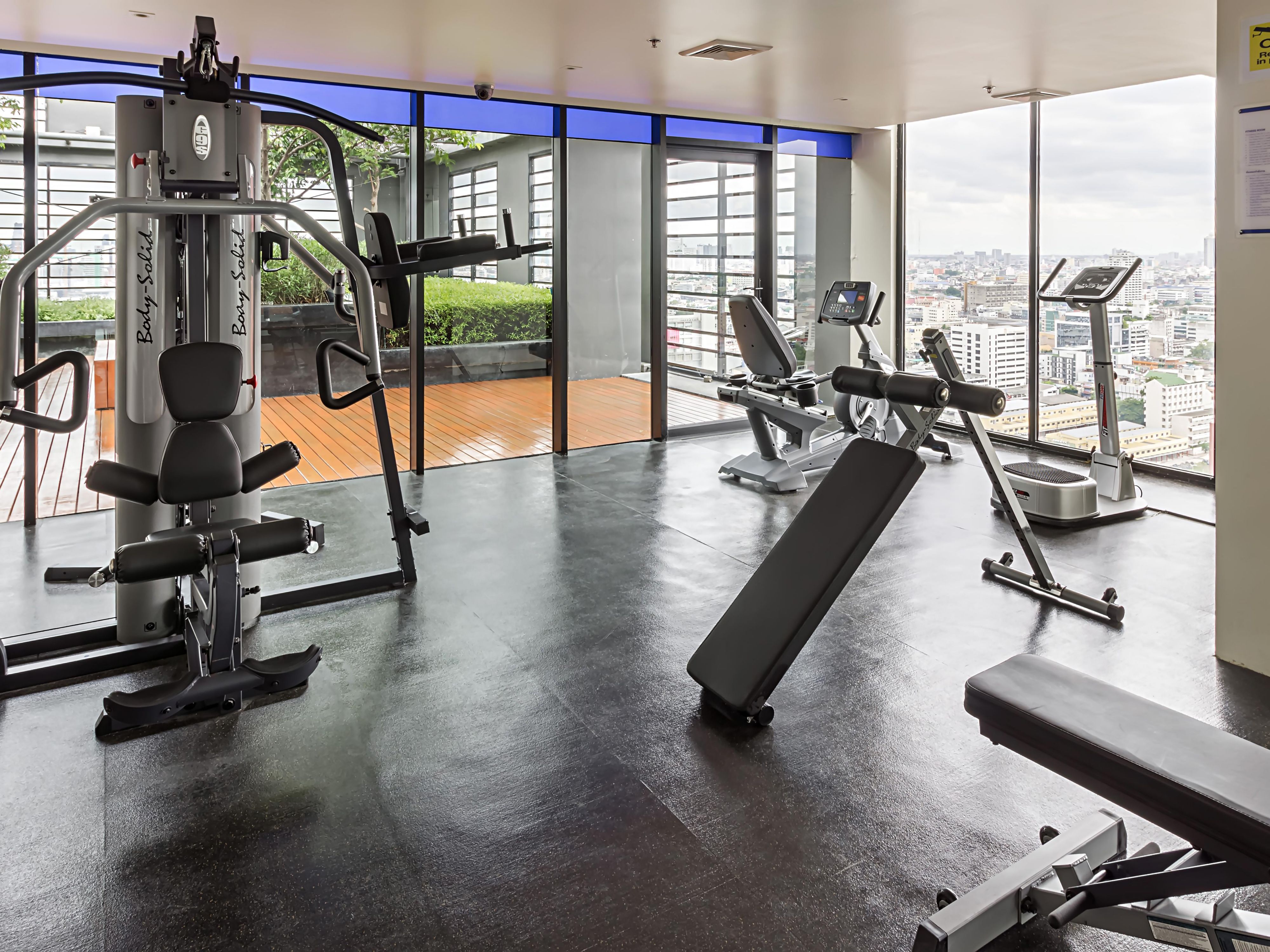 24-hour Fitness Center at Rooftop level with Bangkok city view