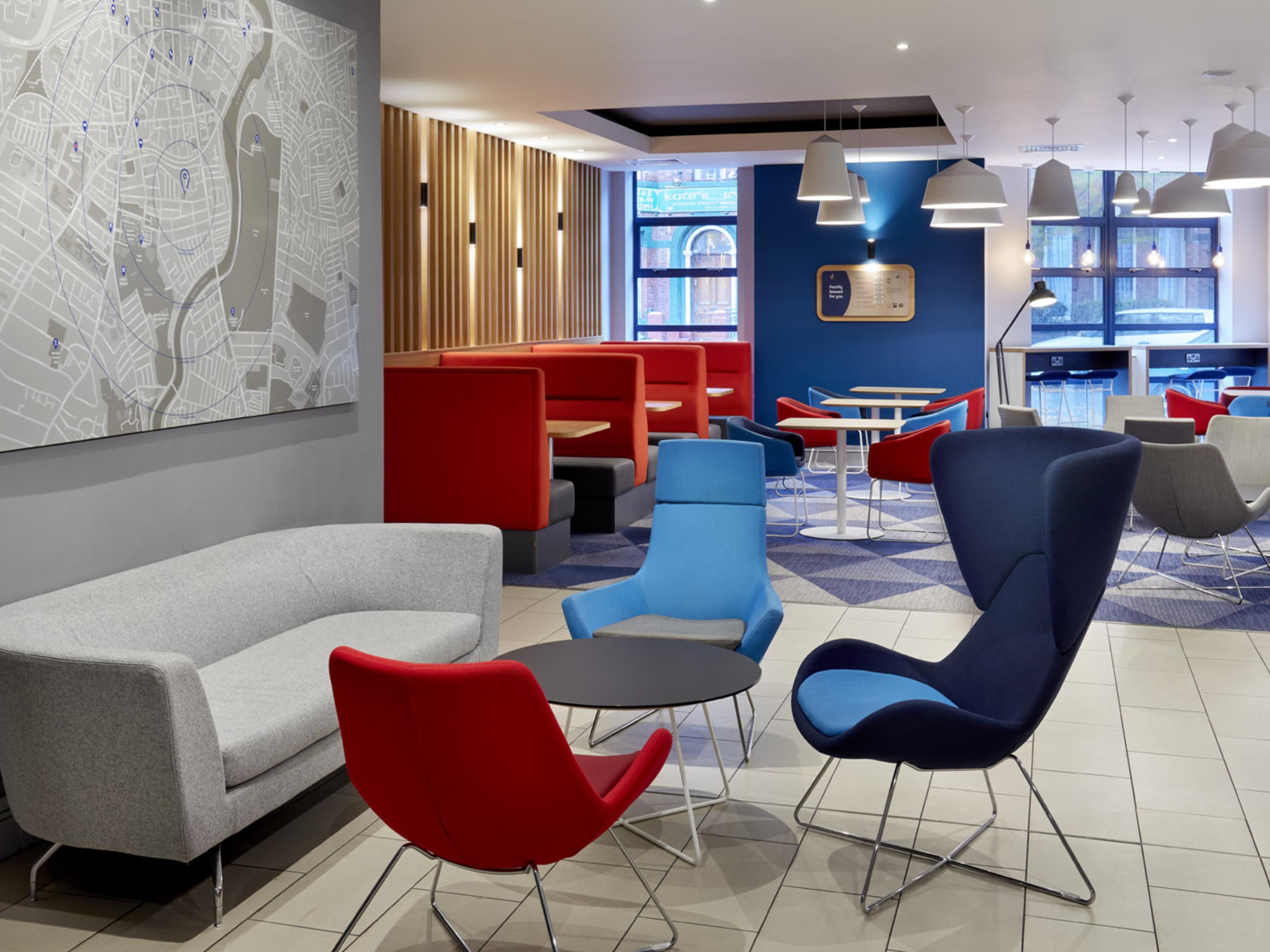 Our open lobby is the perfect example of a multi-function space. With our reception desk, spacious lounge with plenty of seating options, and our bar and restaurant space, it is the heart of the hotel. It will quickly become your space to relax throughout your stay as well. 