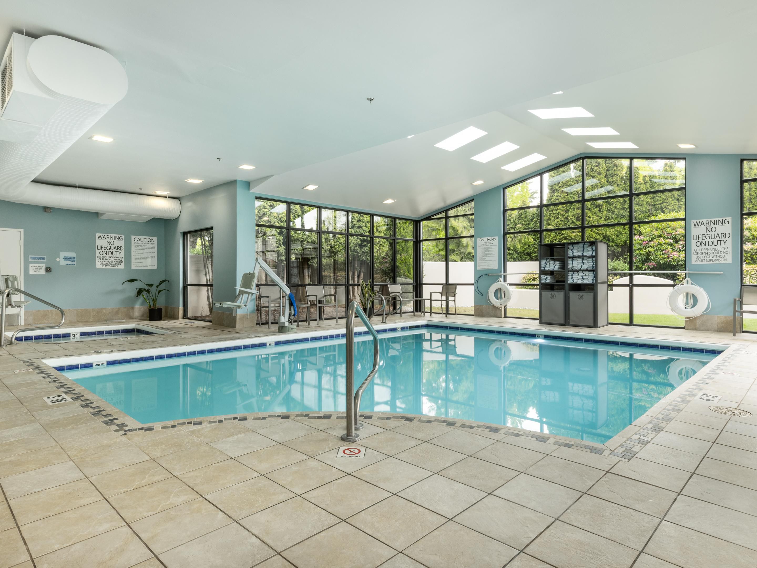 Our indoor pool is open year-round.  Bring the kids for a short get away and take a dip in our pool 7 days a week 6AM to 10PM for kids, and 10PM to 12AM for adults.  At this time, the pool is open to in house guest only. 