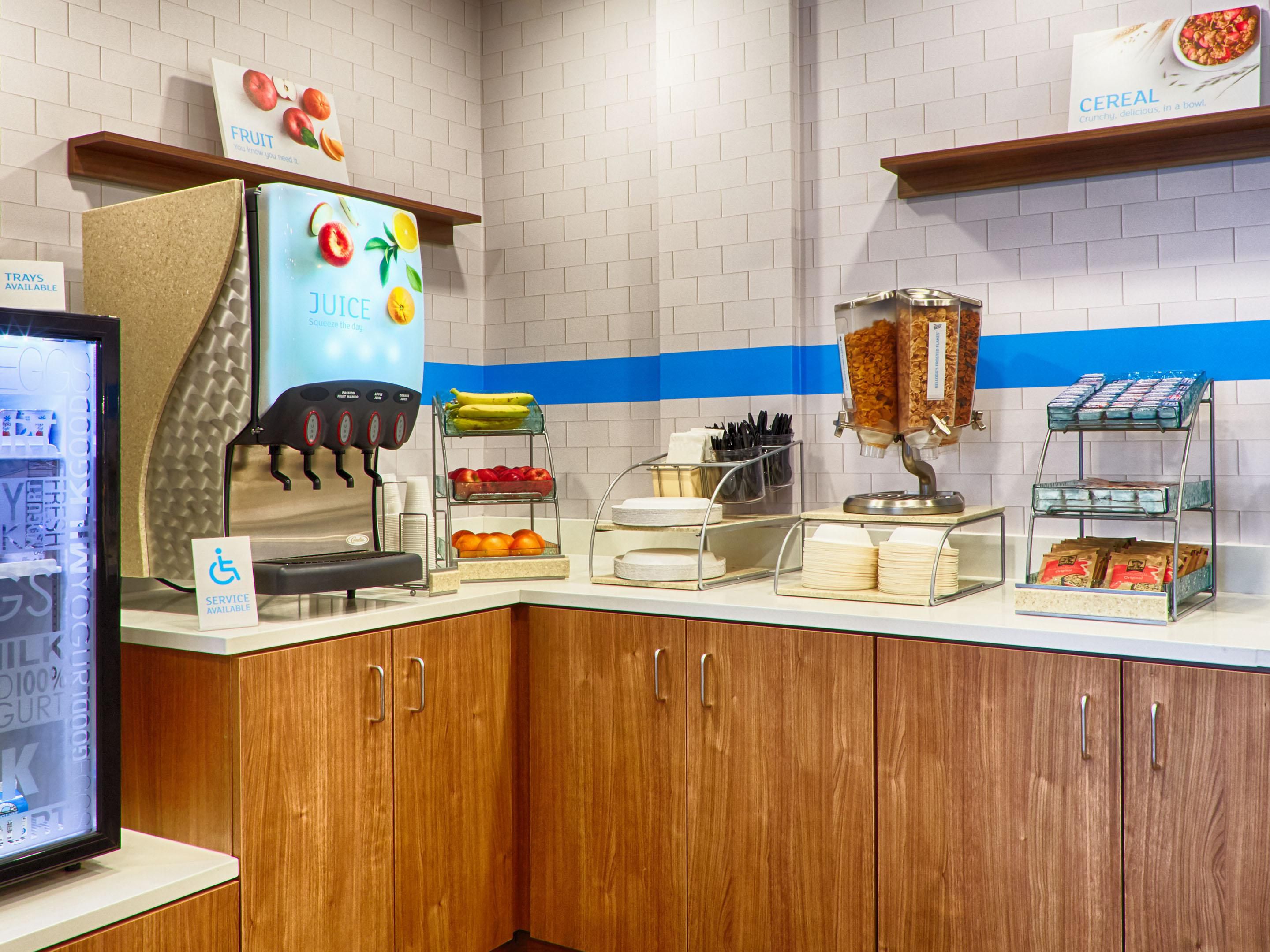 We offer complimentary hot breakfast for all guests and our coffee station is open 24 hours!