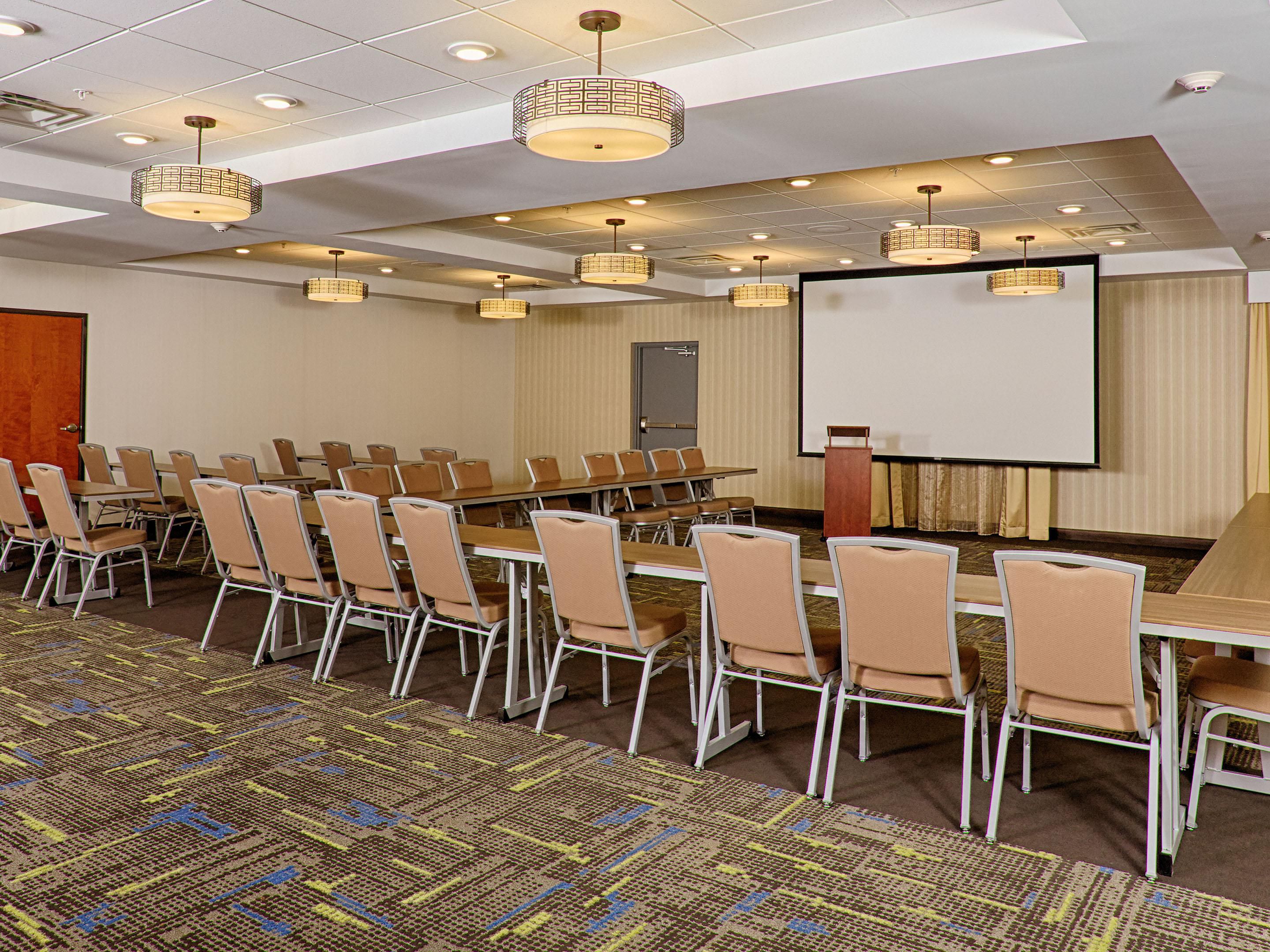 Our new 1,880 sq ft. conference room offers various seating options and table arrangements. The room can be used for training, meetings, parties, or family reunions. Catering options also available.