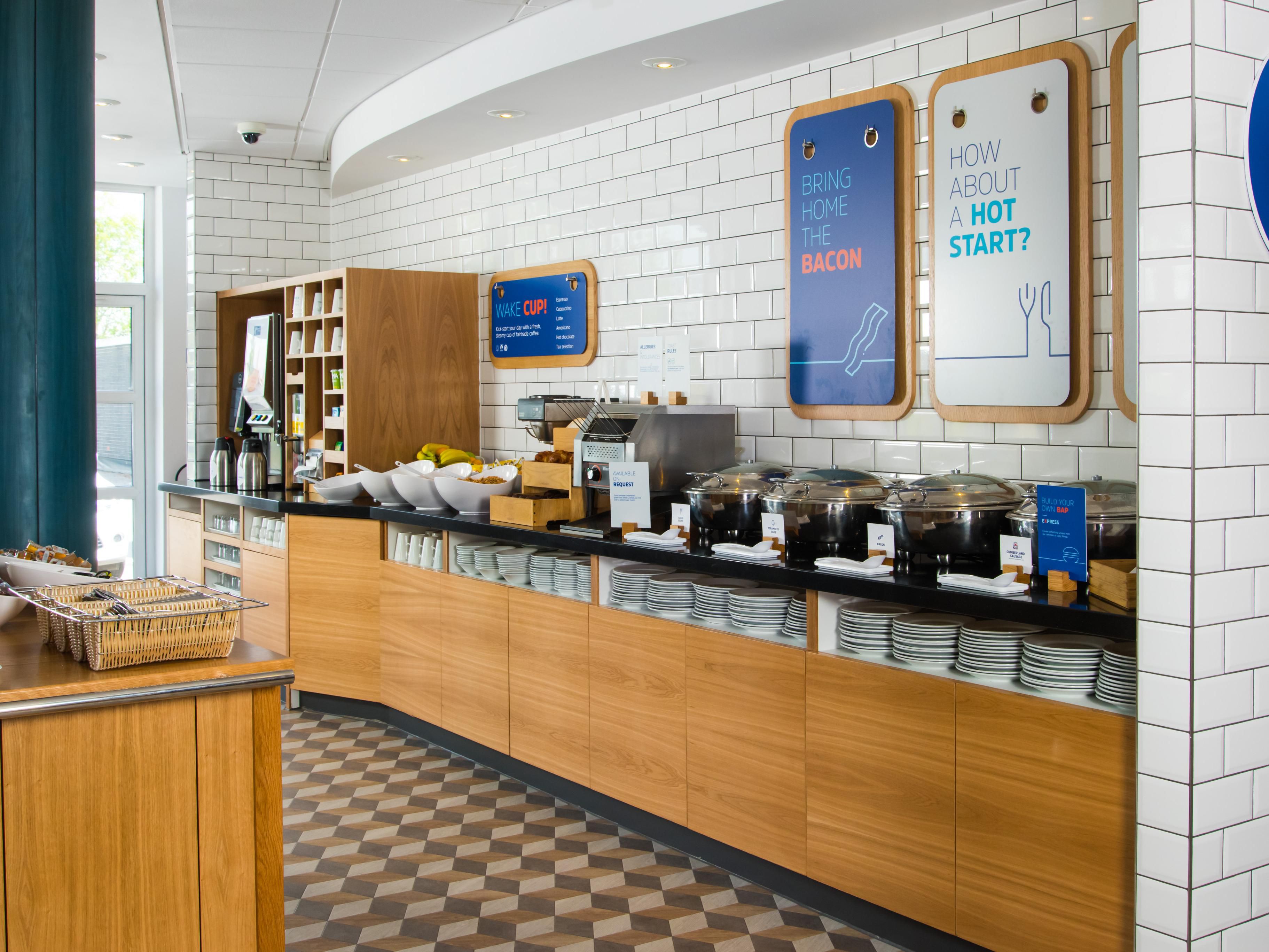 Every great day deserves a great beginning. At Holiday Inn Express Burton upon Trent, our free Express Start™ Breakfast includes sausages, baked beans and scrambled eggs, plus continental favourites like fruit, cereals, pastries and more. Available from 6:30–9:30 am on weekdays and 7:00–10:30am on weekends, it’s always fresh, filling, and on us.