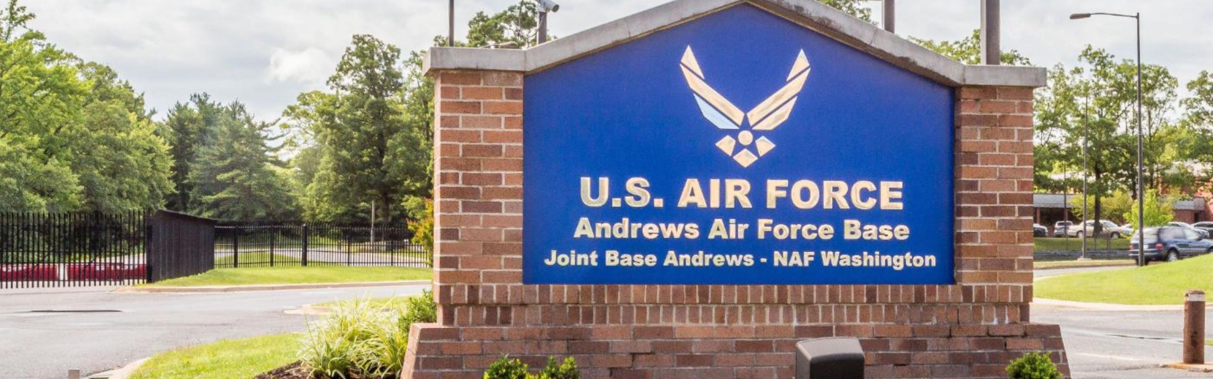 WE ARE JUST MINUTES AWAY FROM JOINT BASE ANDREWS AIR FORCE BASE