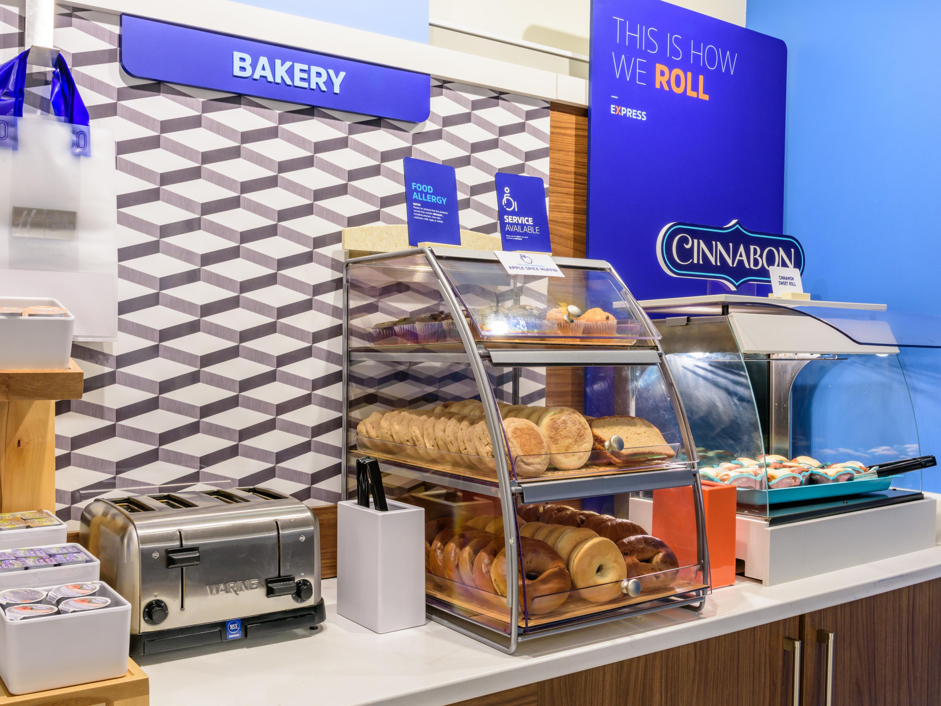 Enjoy a Hot Breakfast or a Grab & Go Breakfast at our newly renovated breakfast bar, including eggs, bacon, sausage, biscuits & gravy, fruit cups, yogurt, pastries, cereal, oatmeal, milk, and juice. 
