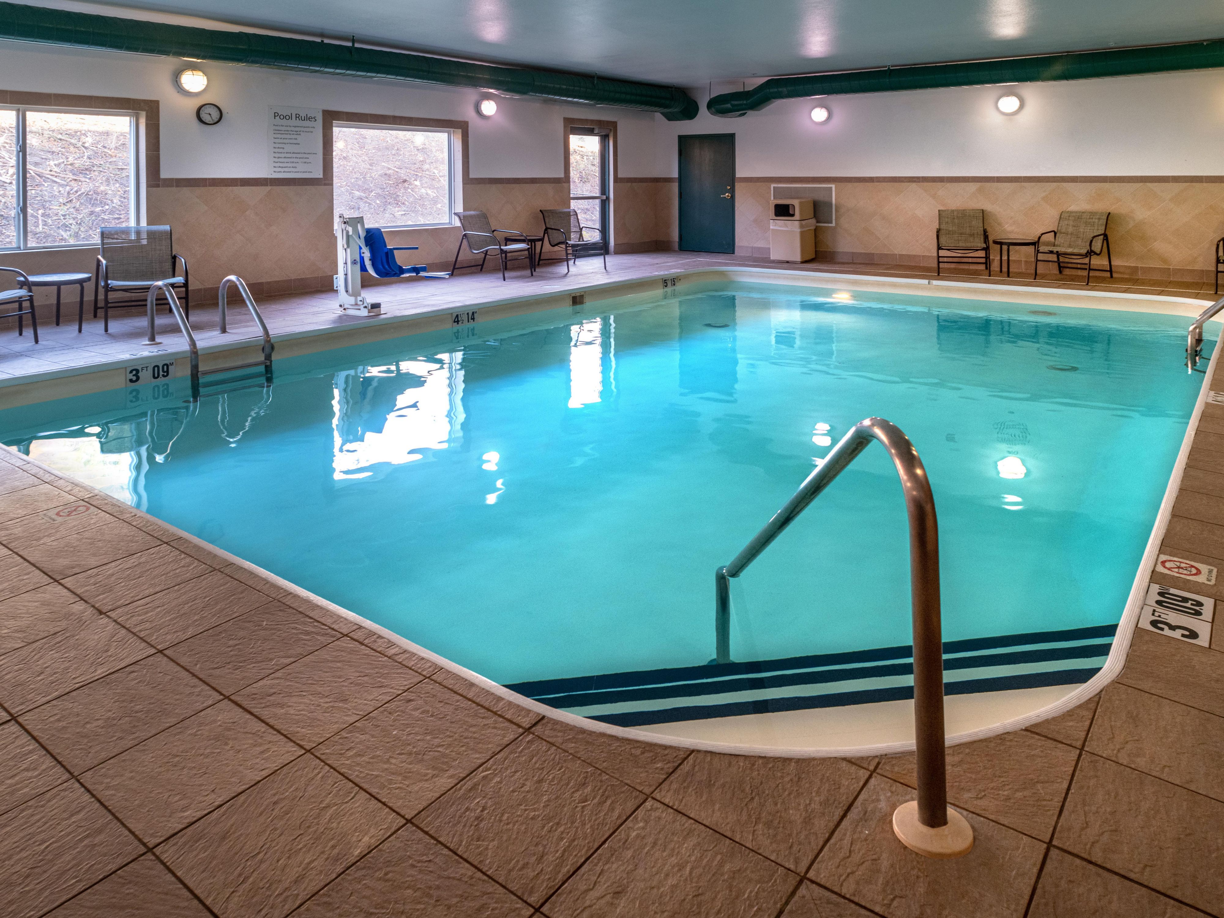 After a long day on the road relax for awhile in our heated indoor pool.
