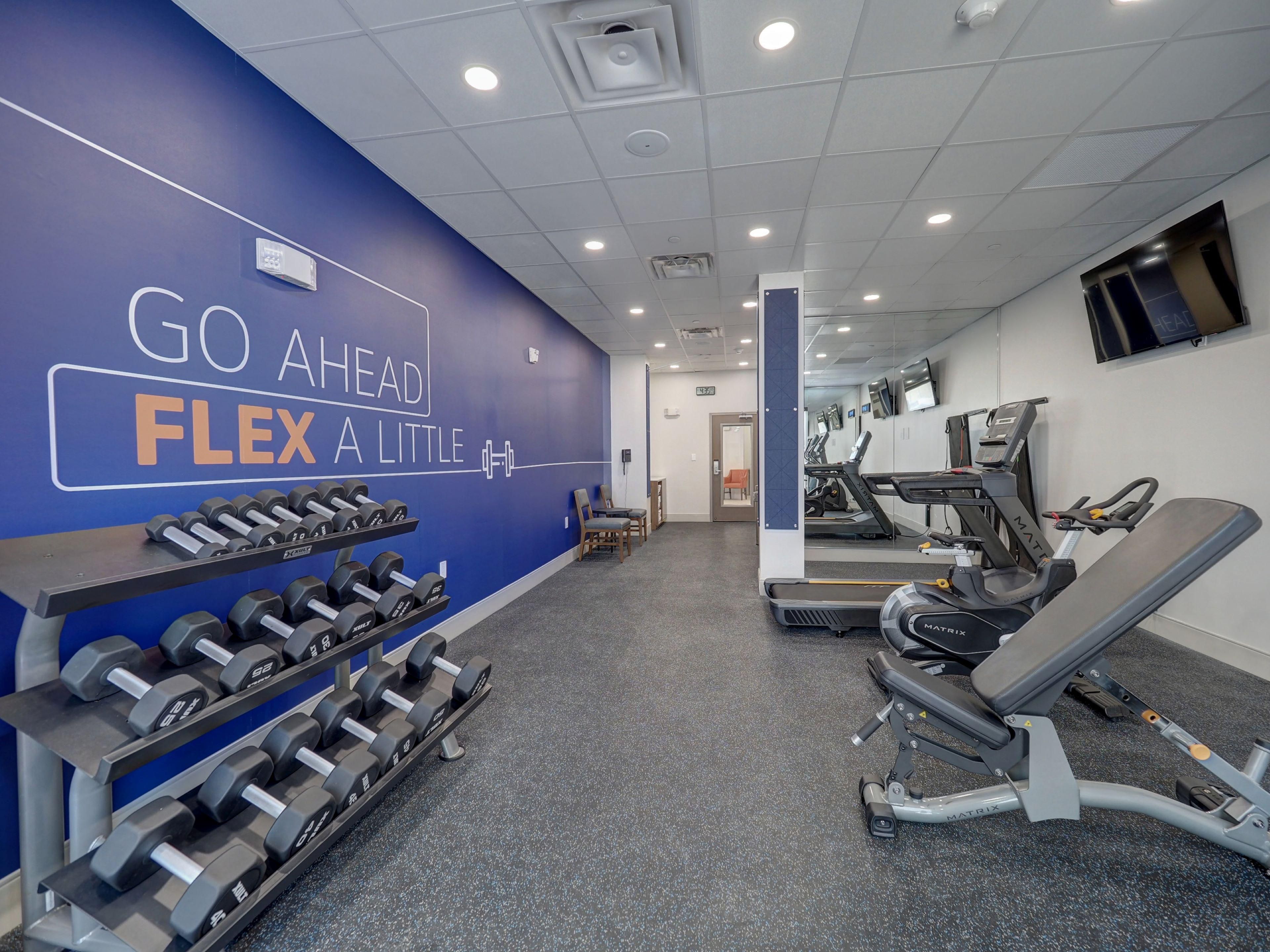 Work up a sweat in the fitness center.