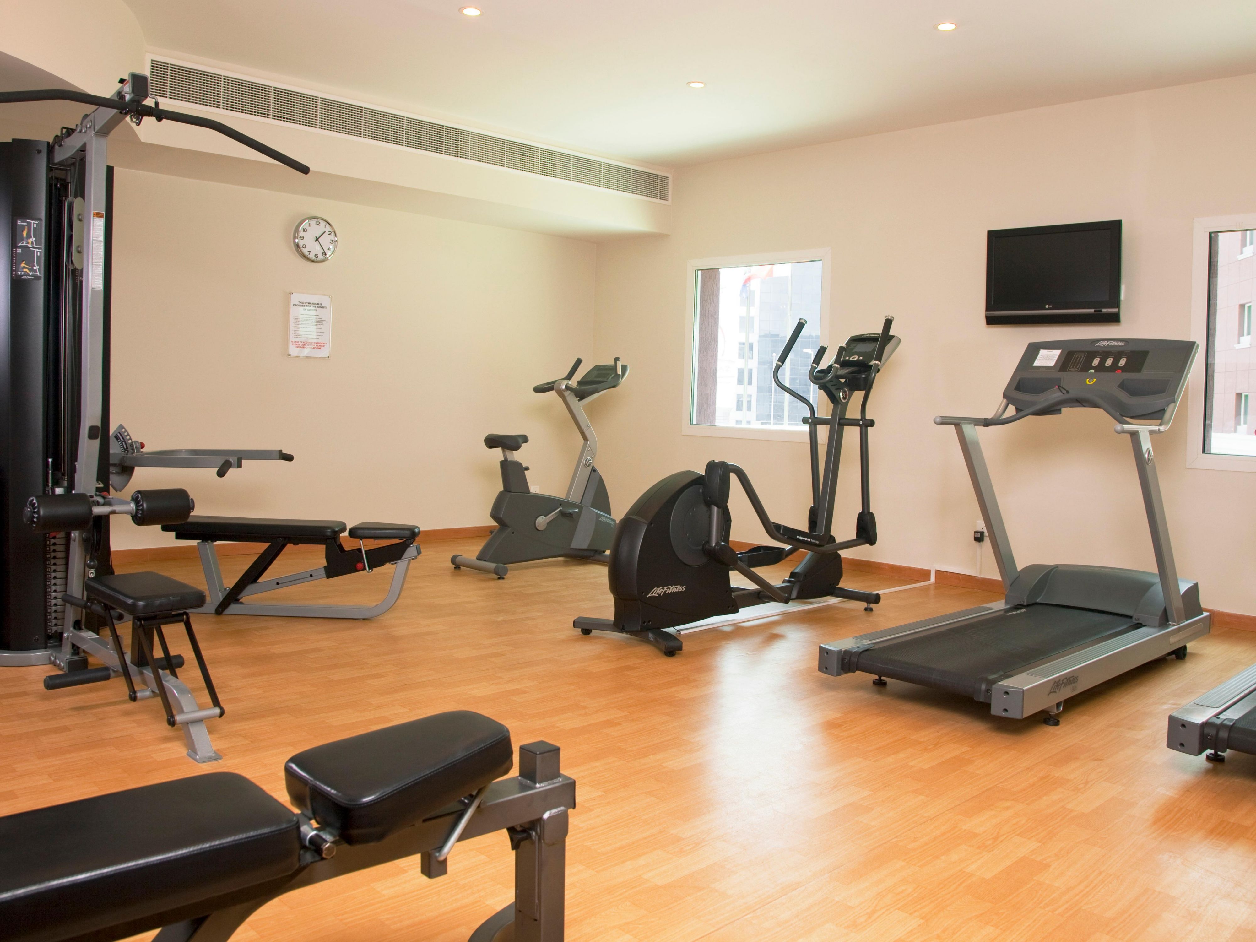 Available 24-hour gym with all the necessary to stay fit during your stay.