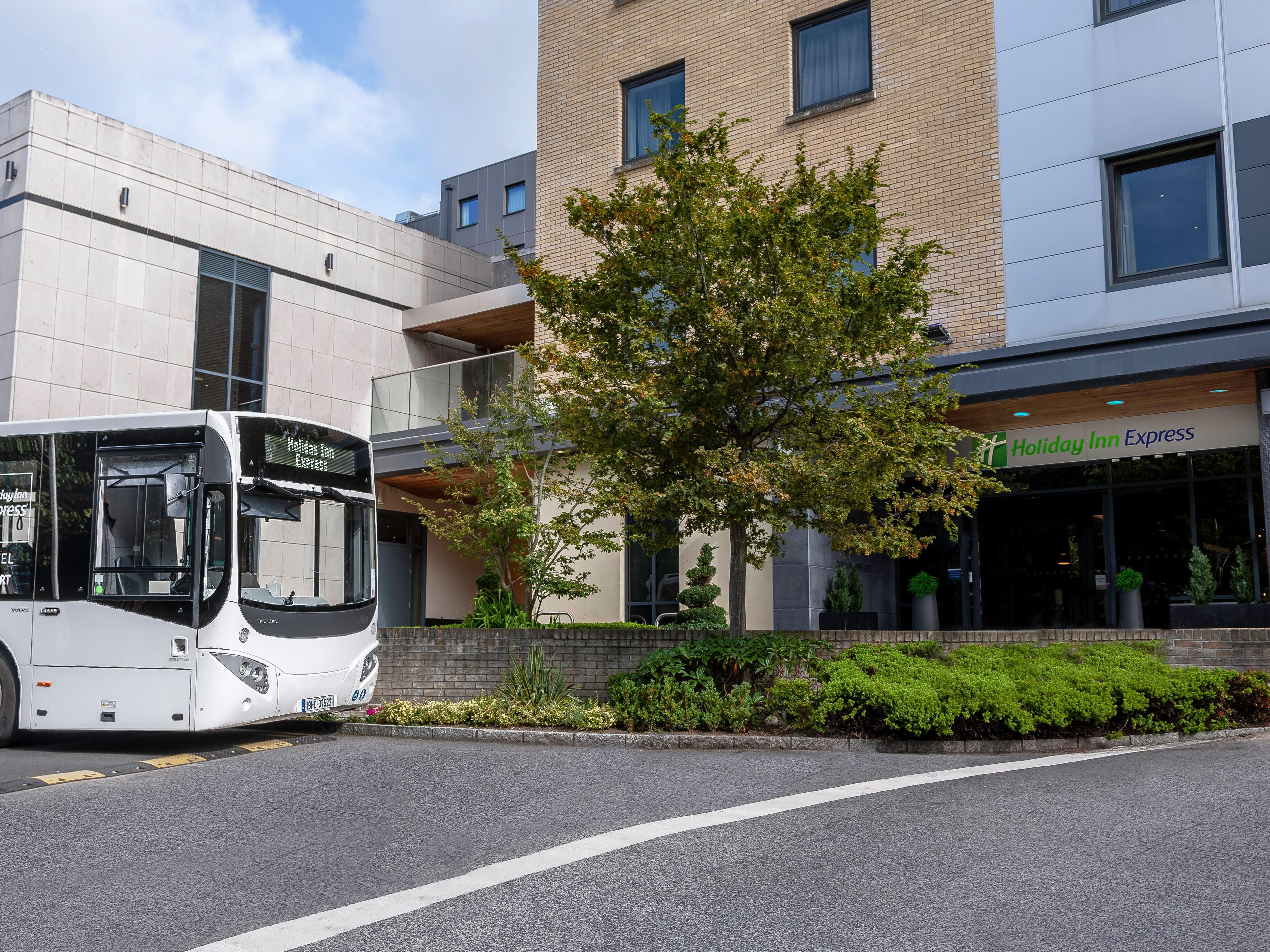 Avail of our FREE Airport shuttle bus. Departing Holiday Inn Express every half hour from 04.00 - 23.30, with drop off at terminal 1 (terminal 2 only a short walk). Collection at Dublin Airport from zone 16 of the coach park, departing every half hour  from 04.15 - 23.45. Last shuttle leaves Airport at 23.45, no prebooking required.