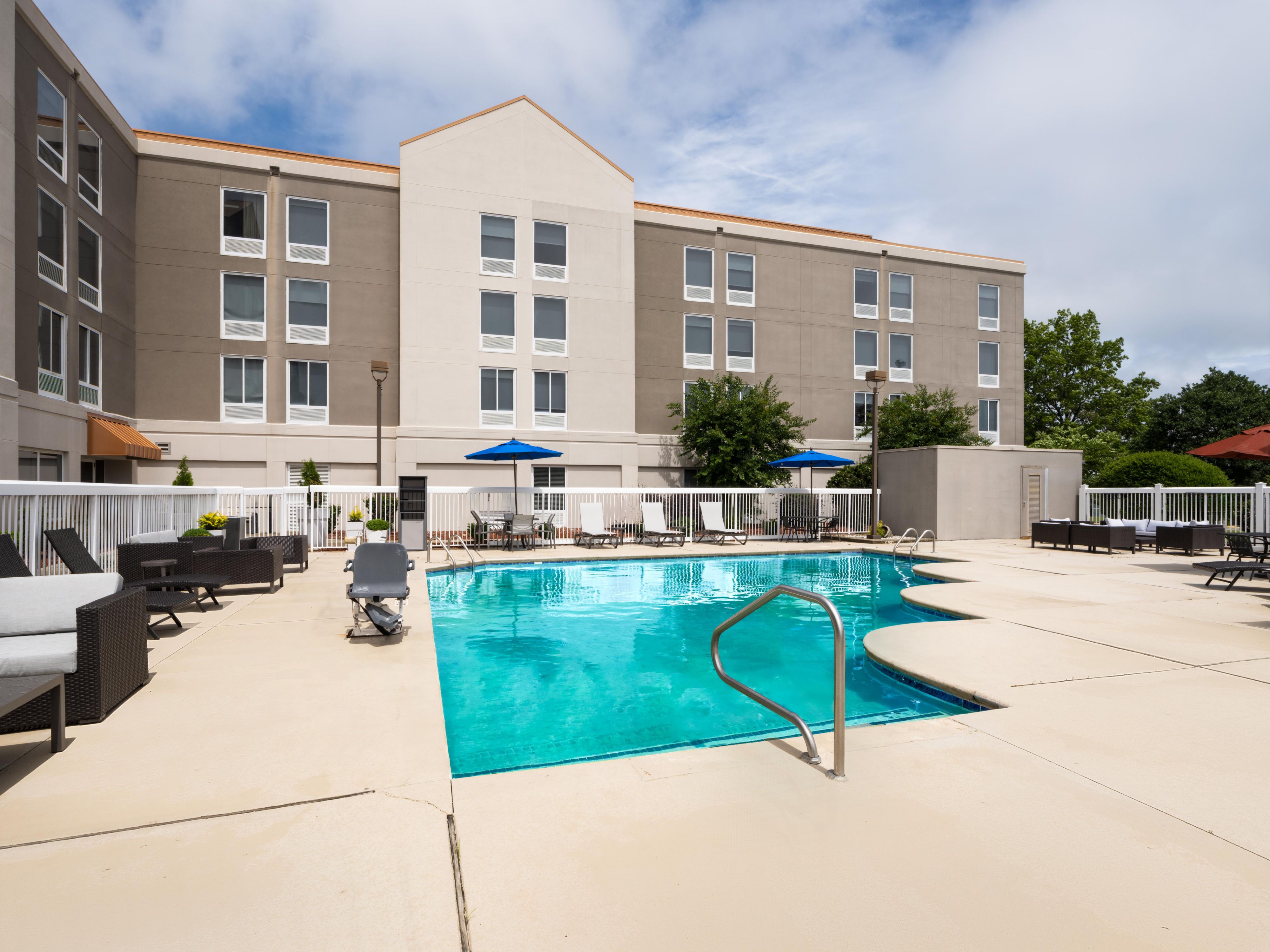 Enjoy our outdoor pool, the perfect spot to relax during your business trip, family vacation, or visit to East Carolina University. Guests also enjoy complimentary breakfast and parking.