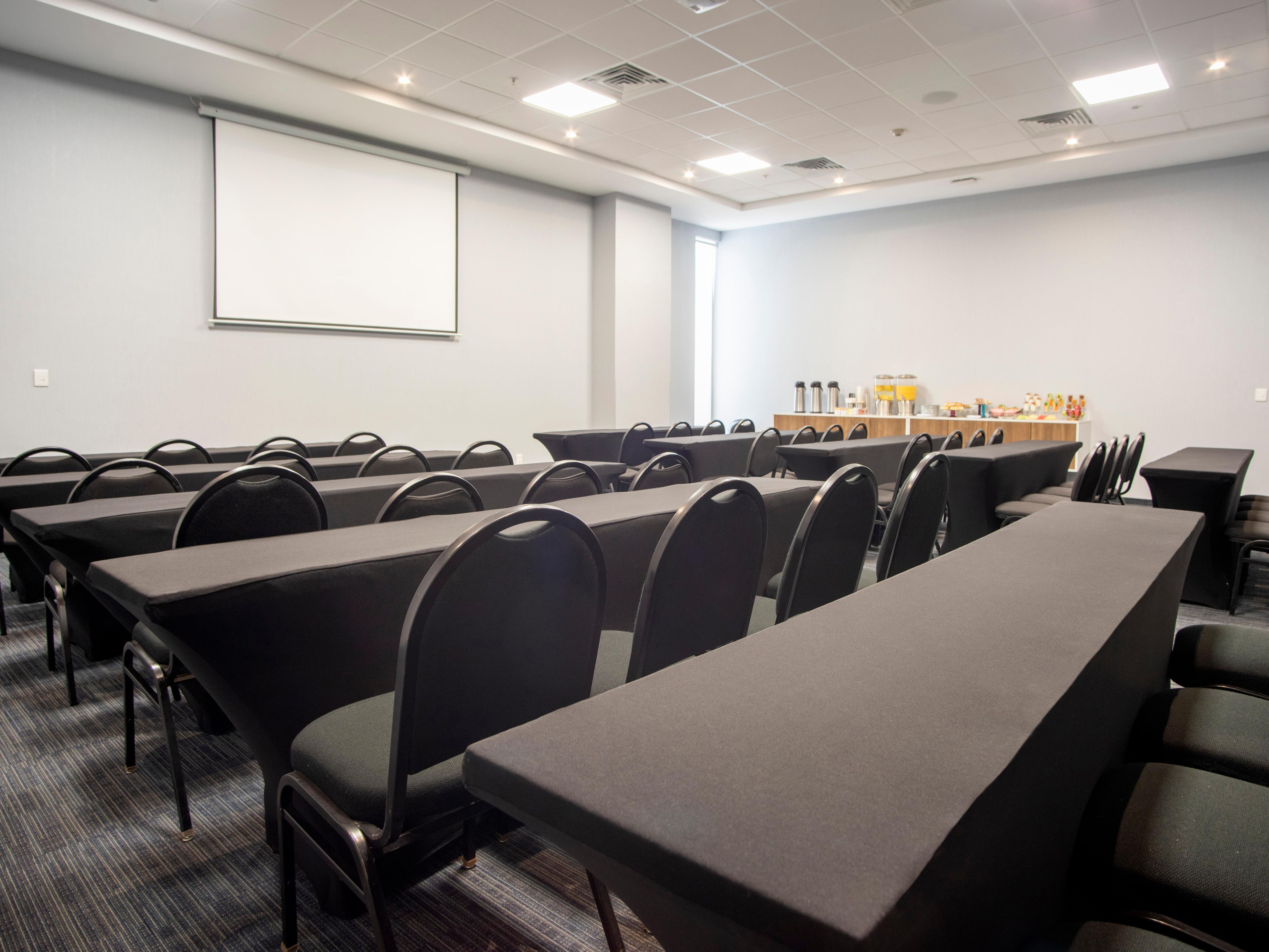 Three meeting rooms with maximum capacity of 120 people are available for any conference or business meeting. Each room has A/V equipment and can be arranged in several ways depending on your event needs.