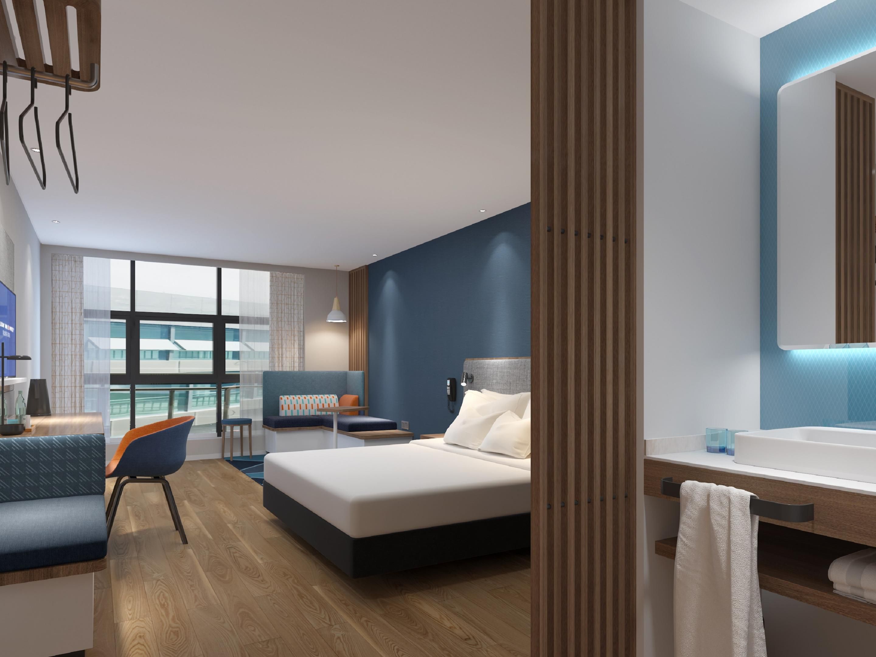 The hotel has 242 stylish rooms with multifunctional furniture designed to increase comfort and privacy during your stay. Rooms are fitted with strategically placed power outlets and USB ports to support multiple device usage. You’ll enjoy a comfortable bed, a refreshing shower, office-style, and leisure accouterments.