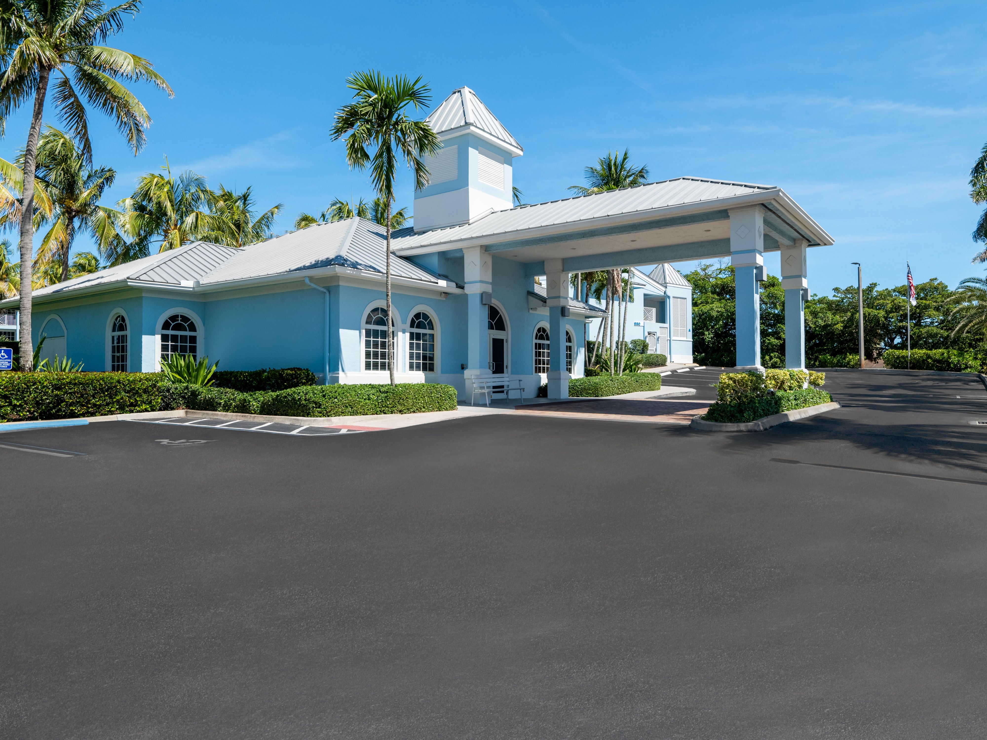 Front view of hotel in the day