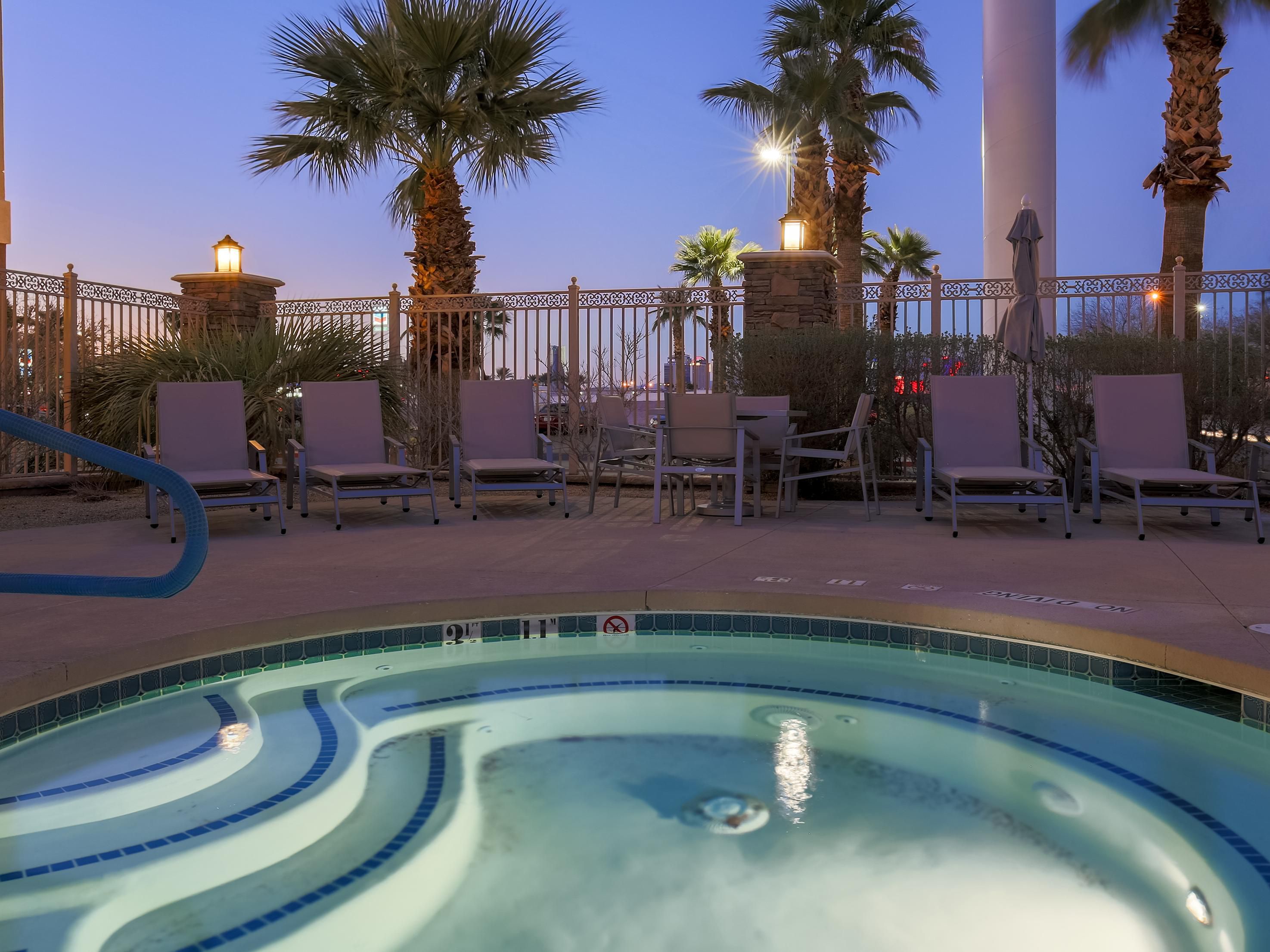 Holiday Inn Express Las Vegas South Outdoor Spa in the evening