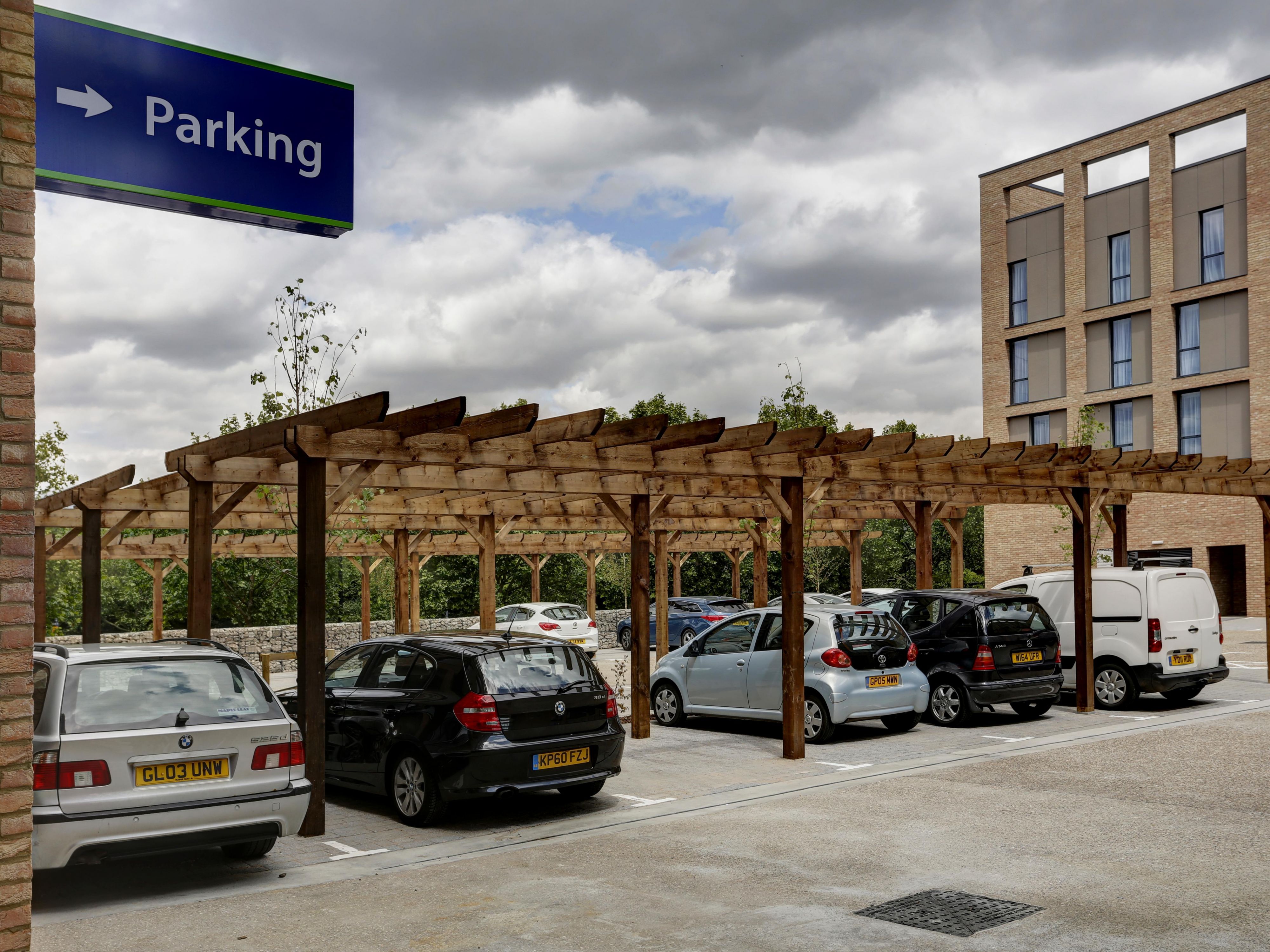 Guest car park available onsite, with dedicated hotel entrance