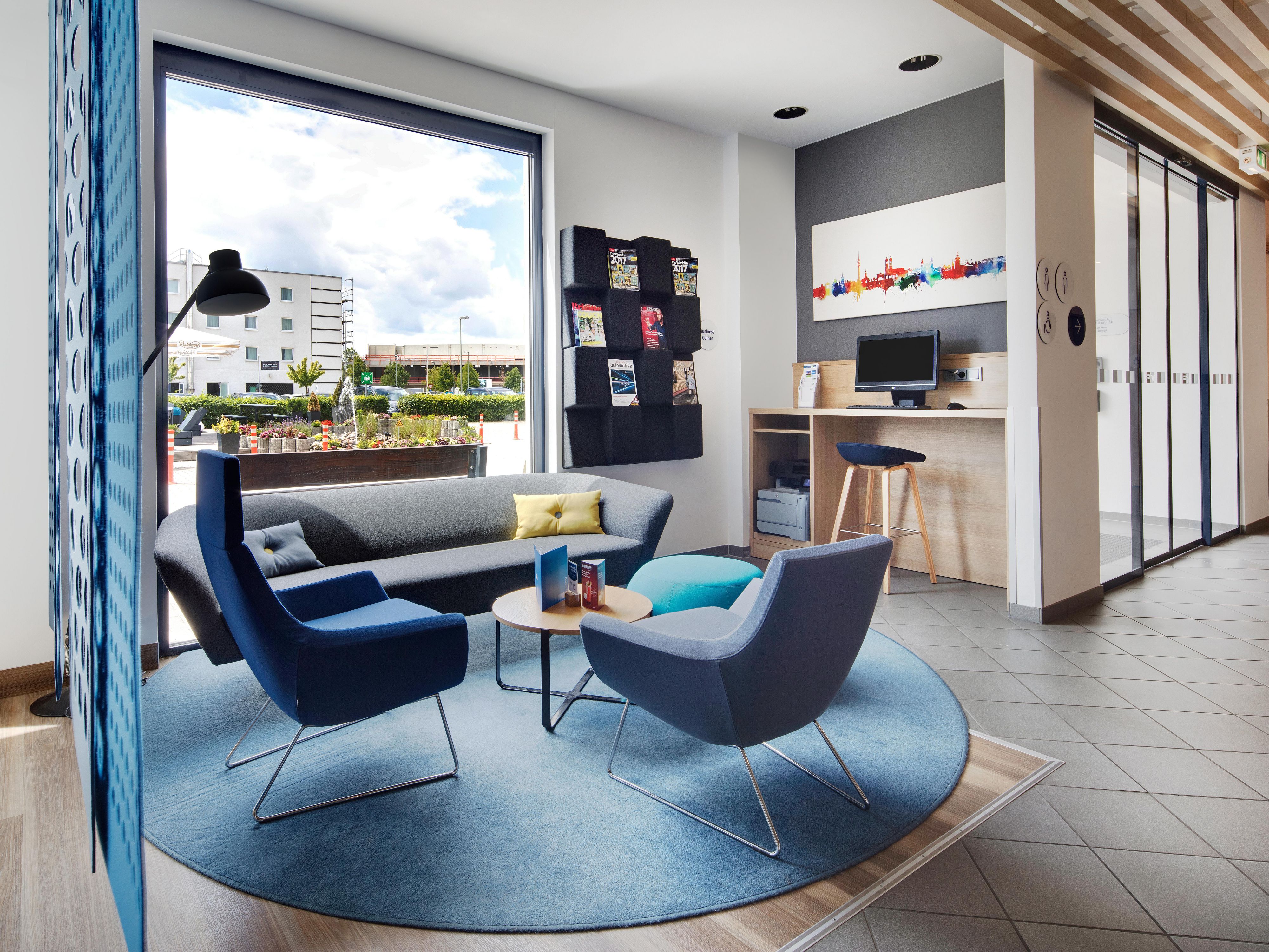 Work, play or catch-up in our open plan modern lobby