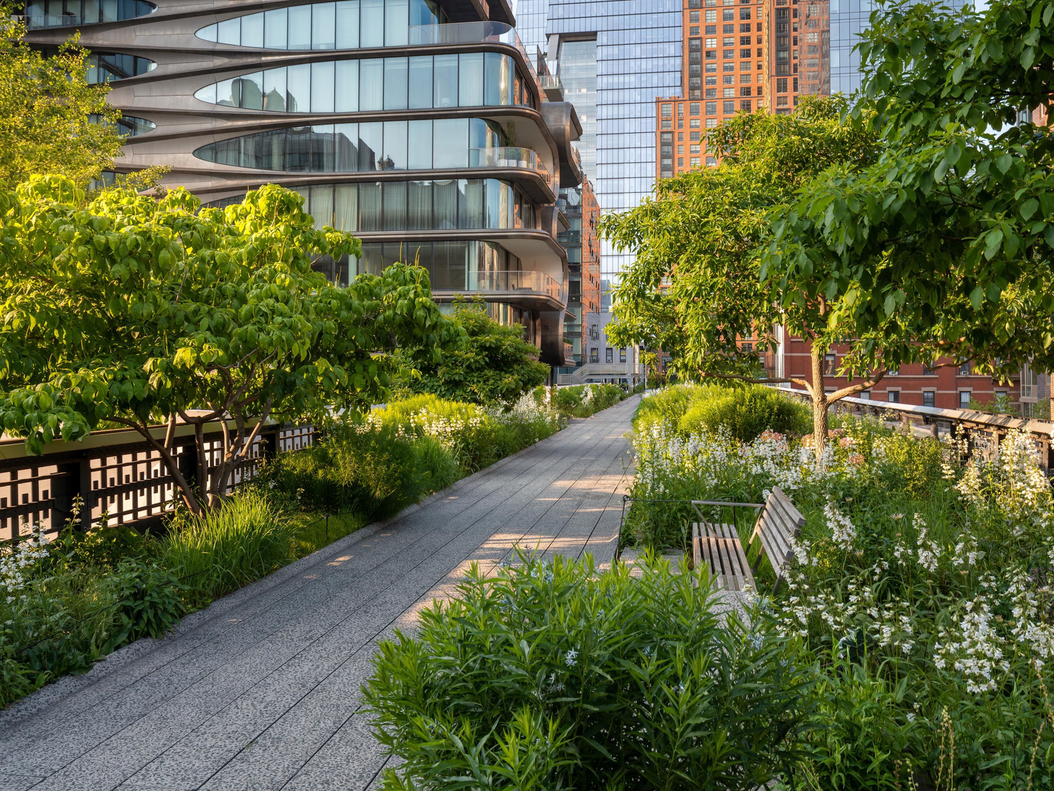 Hudson Yards is home to more than 100 diverse shops, public art displays, culinary experiences and a central hub for major corporations and industry leaders. The Highline is an elevated walking path showcasing vibrant gardens, scenic city views and known for its delicious local dining pop-ups. Also nearby is the iconic Vessel building.