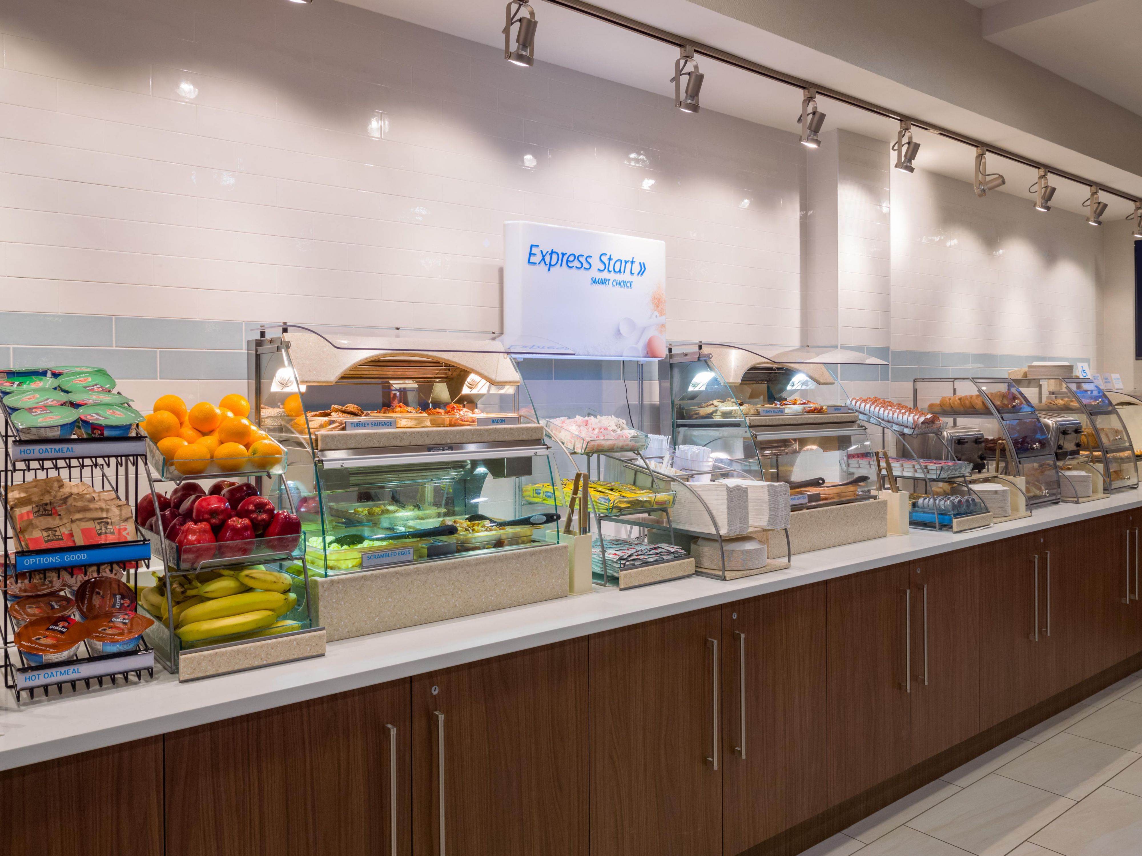 Kickstart your day with a free hot breakfast buffet, served daily for all guests during their stay.  With selections including classic favorites, our signature pancakes and famous cinnamon rolls.