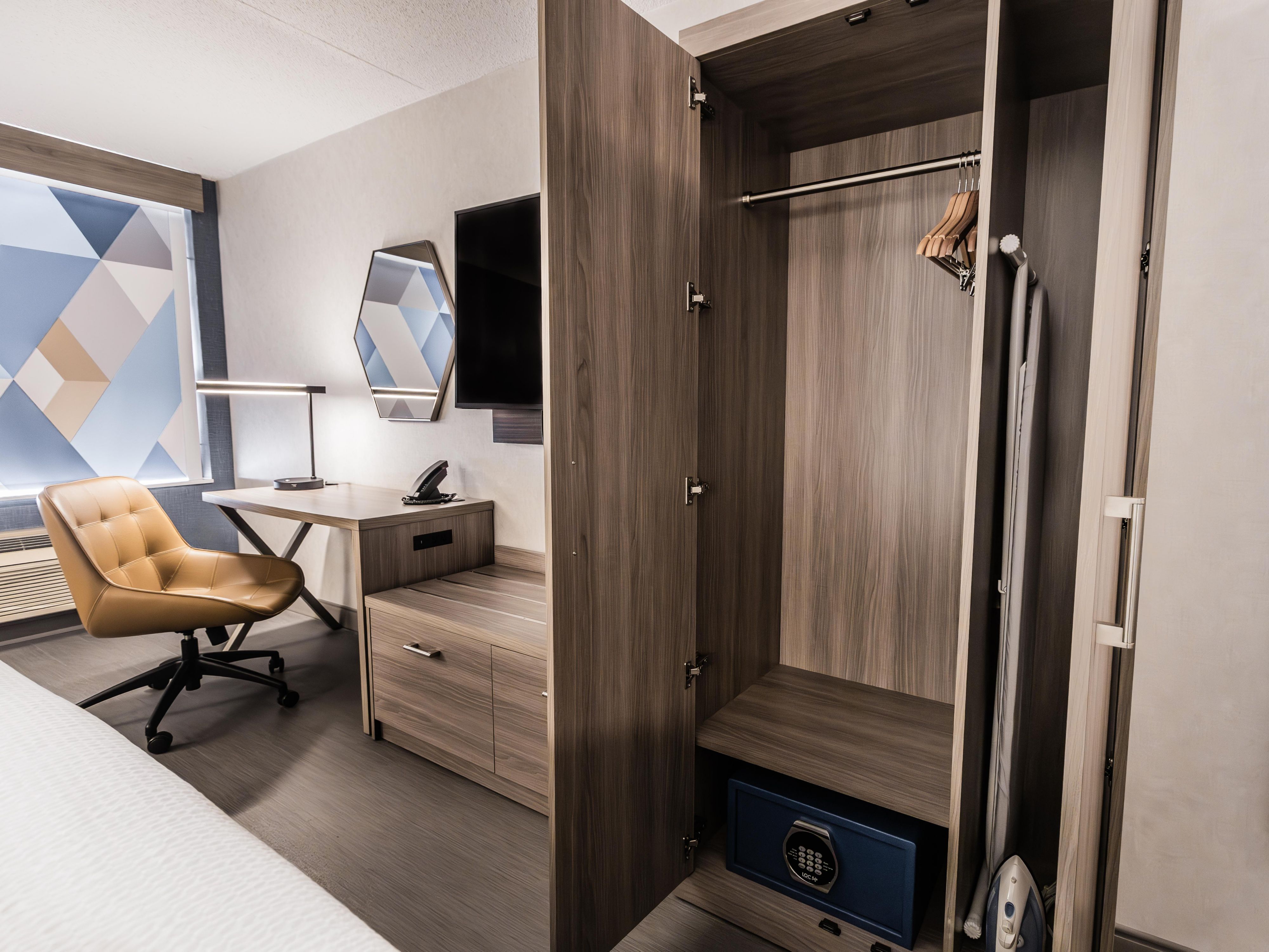 All of our rooms at the Holiday Inn Express Toronto-North York feature in-room safes large enough to fit your laptop!