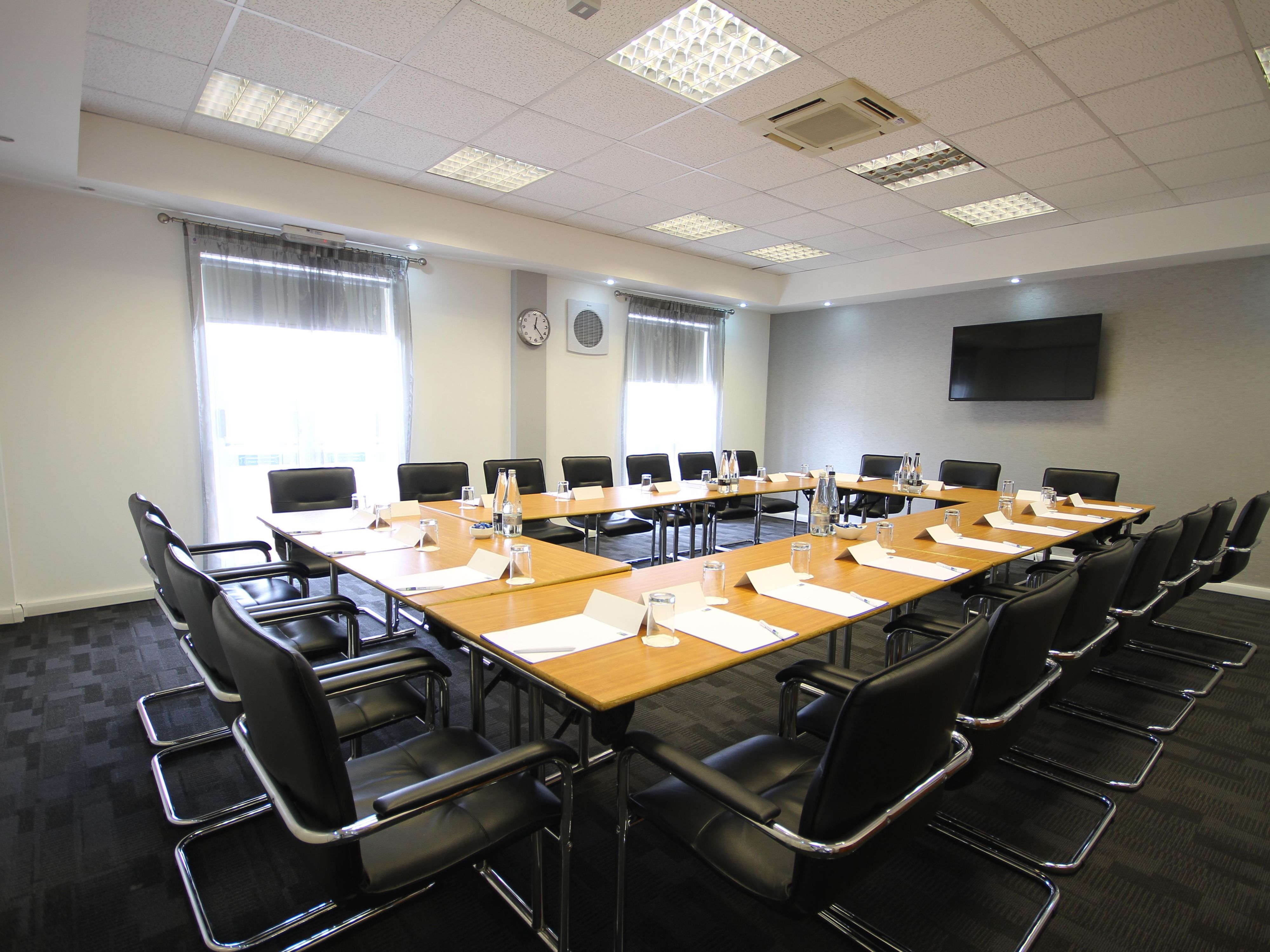 Two naturally lit meeting rooms available, ground floor level. Facilities for up to 40 delegates when combined.
Air conditioning and natural daylight. 
Room hire includes bottled water. Tea and coffee facilities can be added and buffets when requested in advance. 
Complimentary flip charts and stationary.