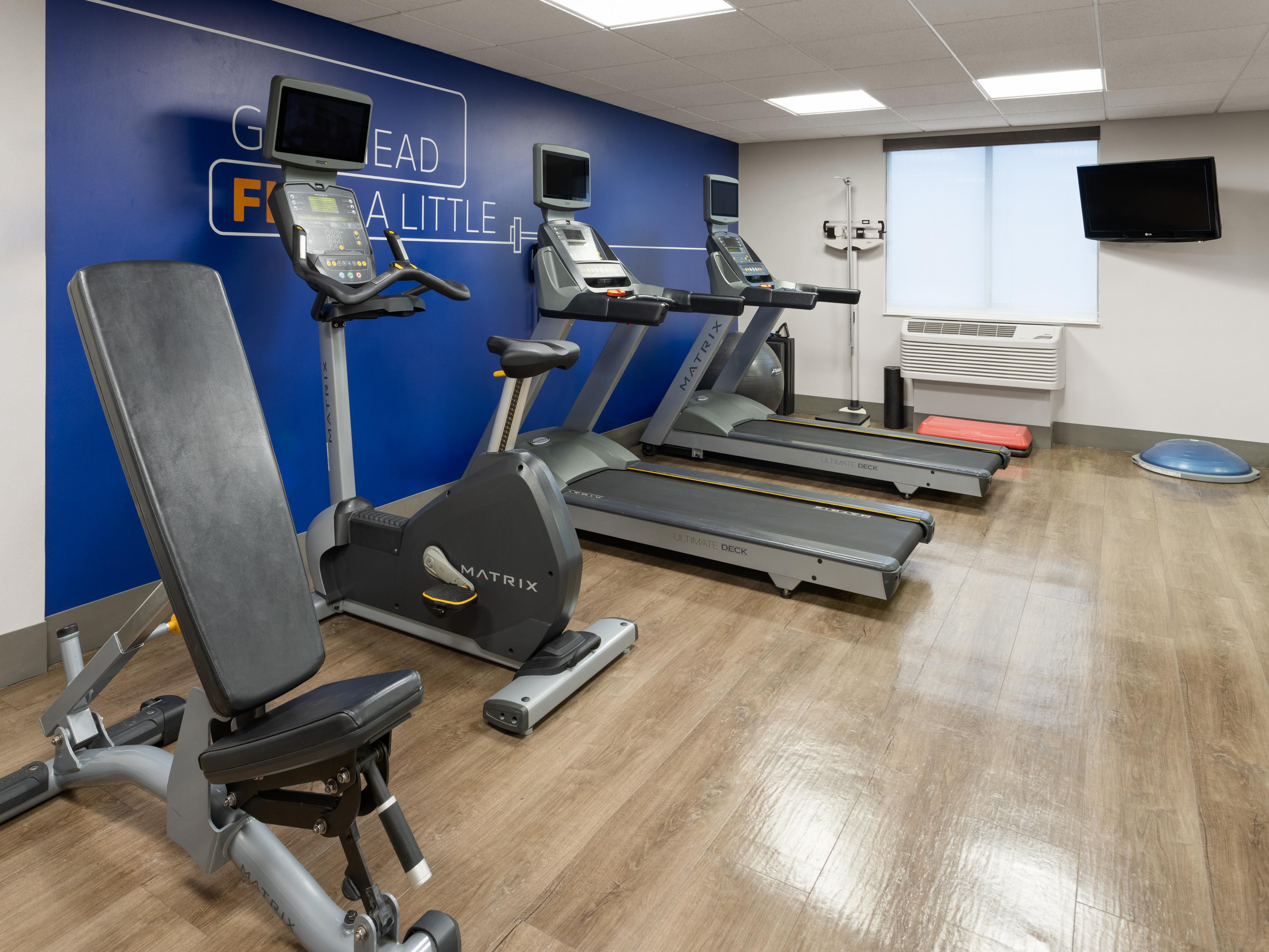 Keep up with your routine in the fitness center