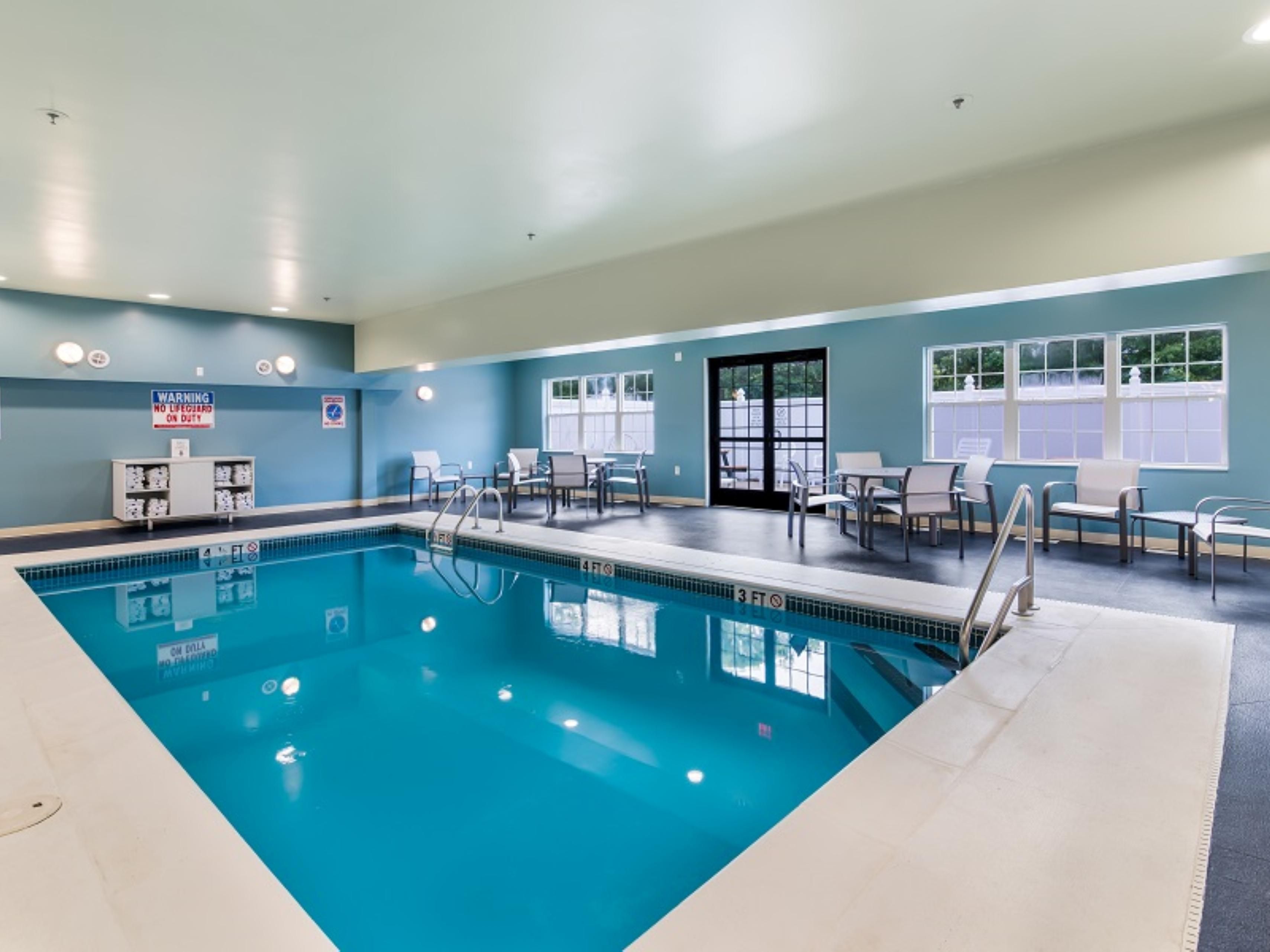 Make a splash in our indoor pool open 8:00 AM - 9:00 PM.