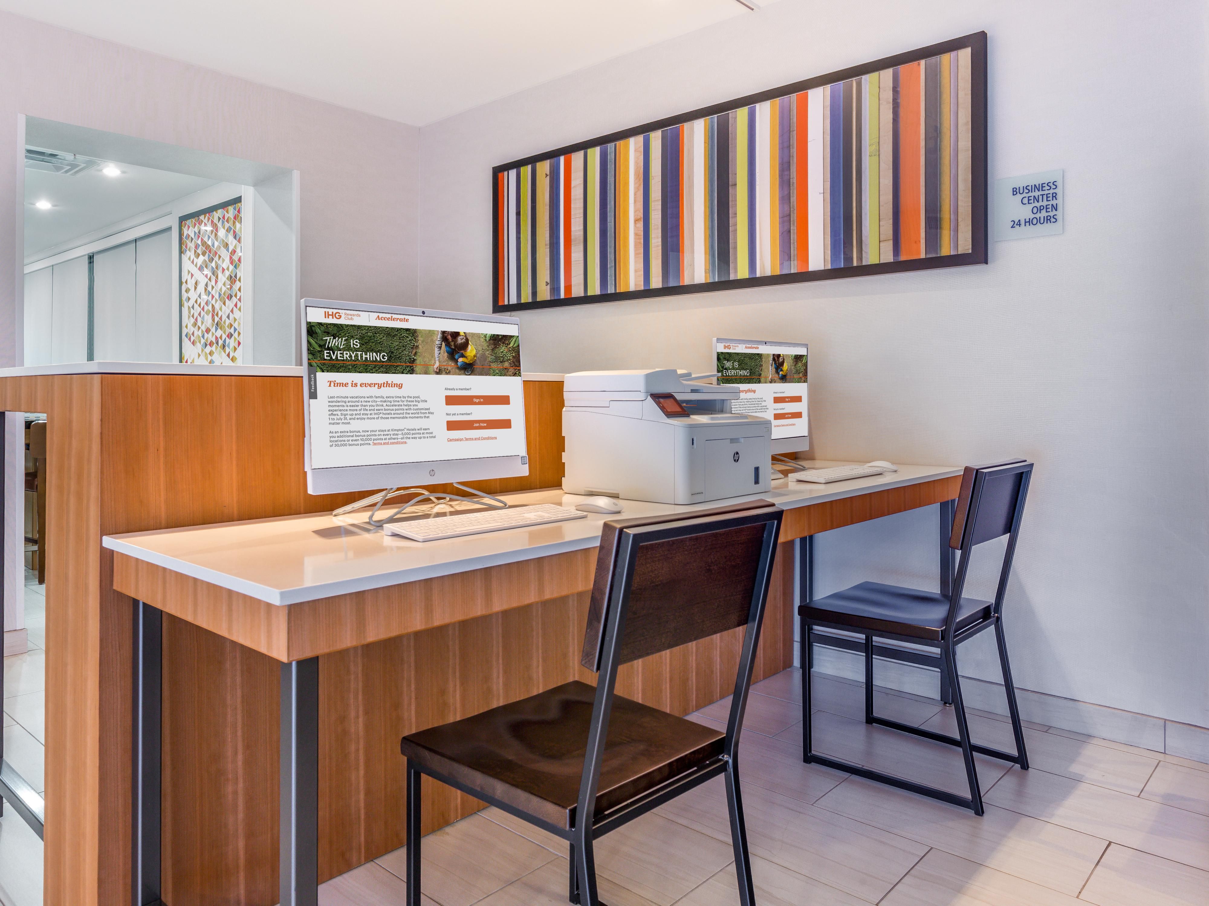 Need to work? Our business center space is open 24/7.