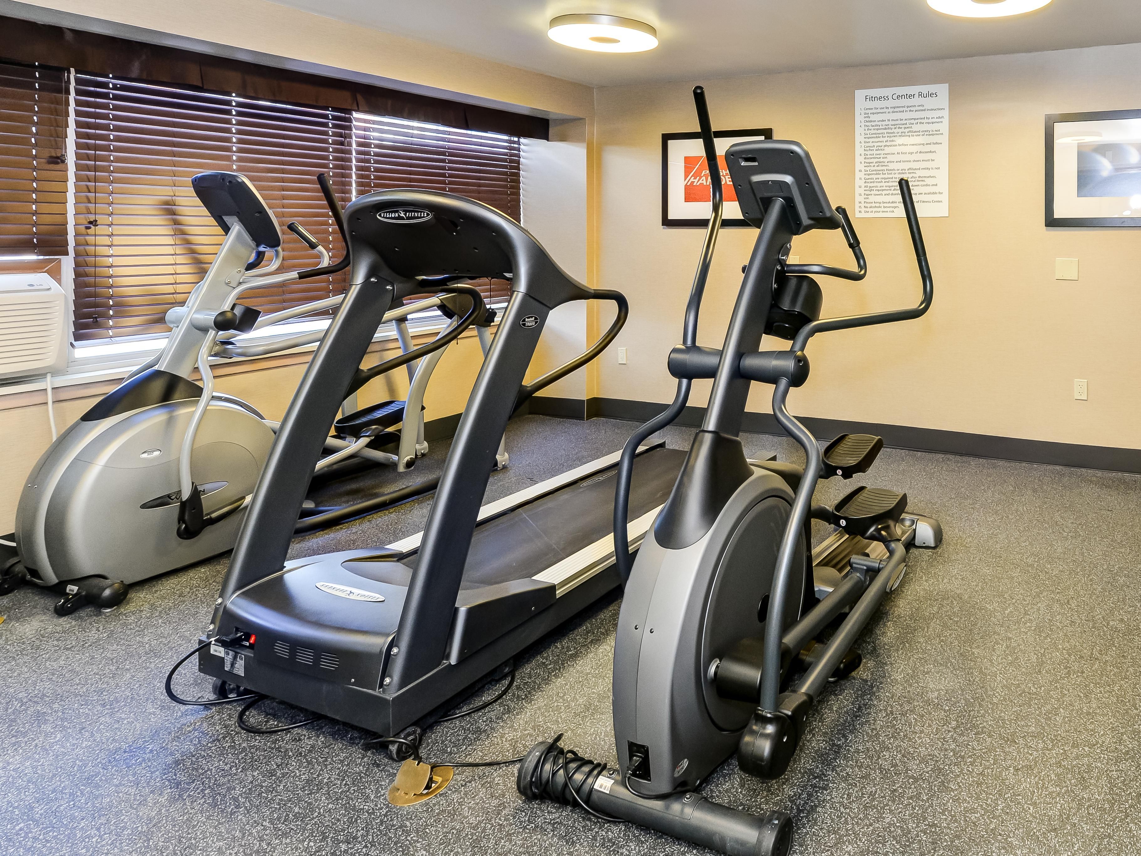 Keep Fit! Treadmill, elliptical, core ball, resistant bands,