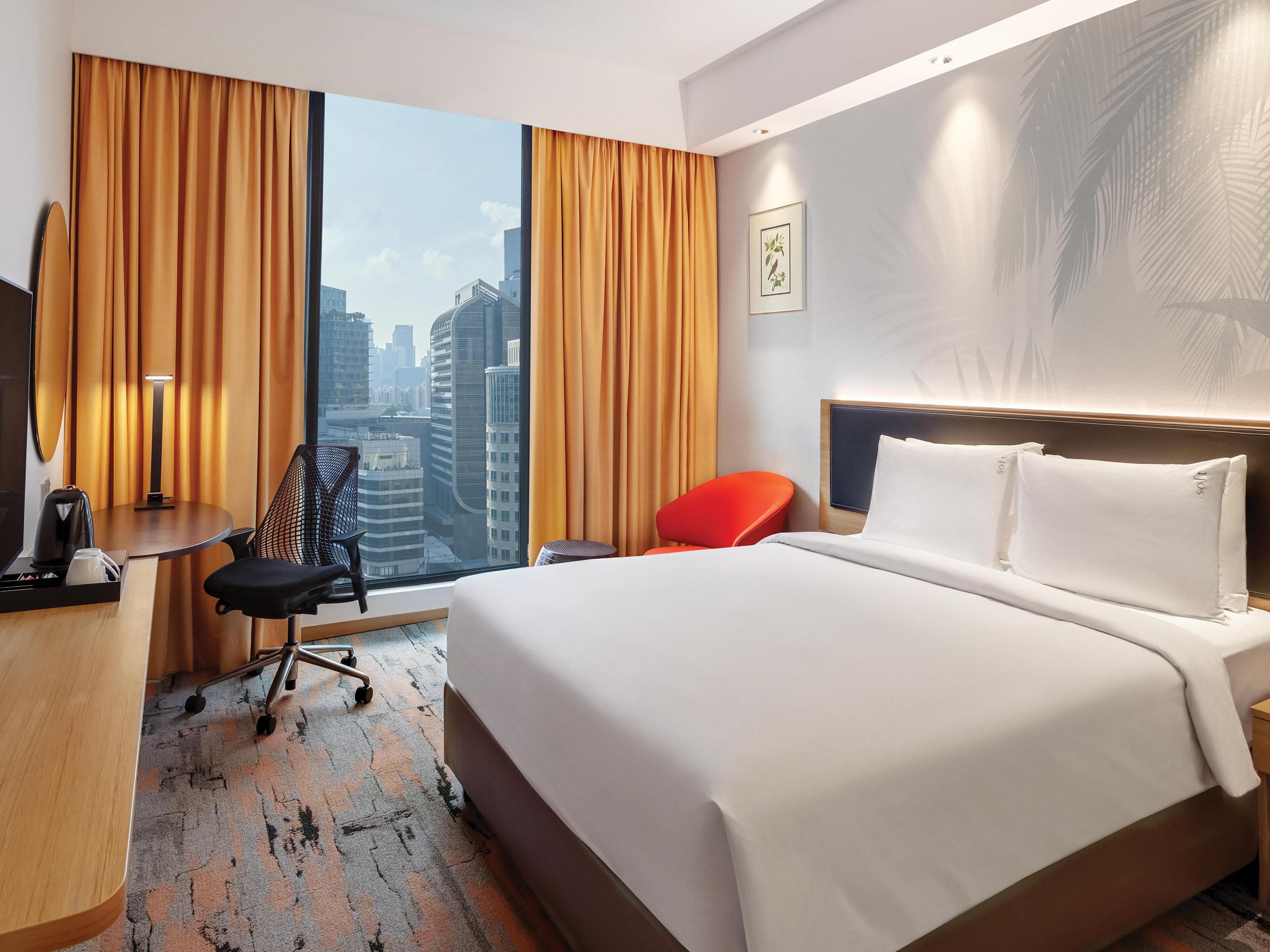 Unwind and recharge in style in rooms meticulously designed for your comfort. Experience the rejuvenation of our power showers, ensuring a revitalising start or end to your day. Customise your sleep experience with our selection of soft and firm pillows and stay seamlessly connected with free Wi-Fi. Every detail is crafted to enhance your stay.