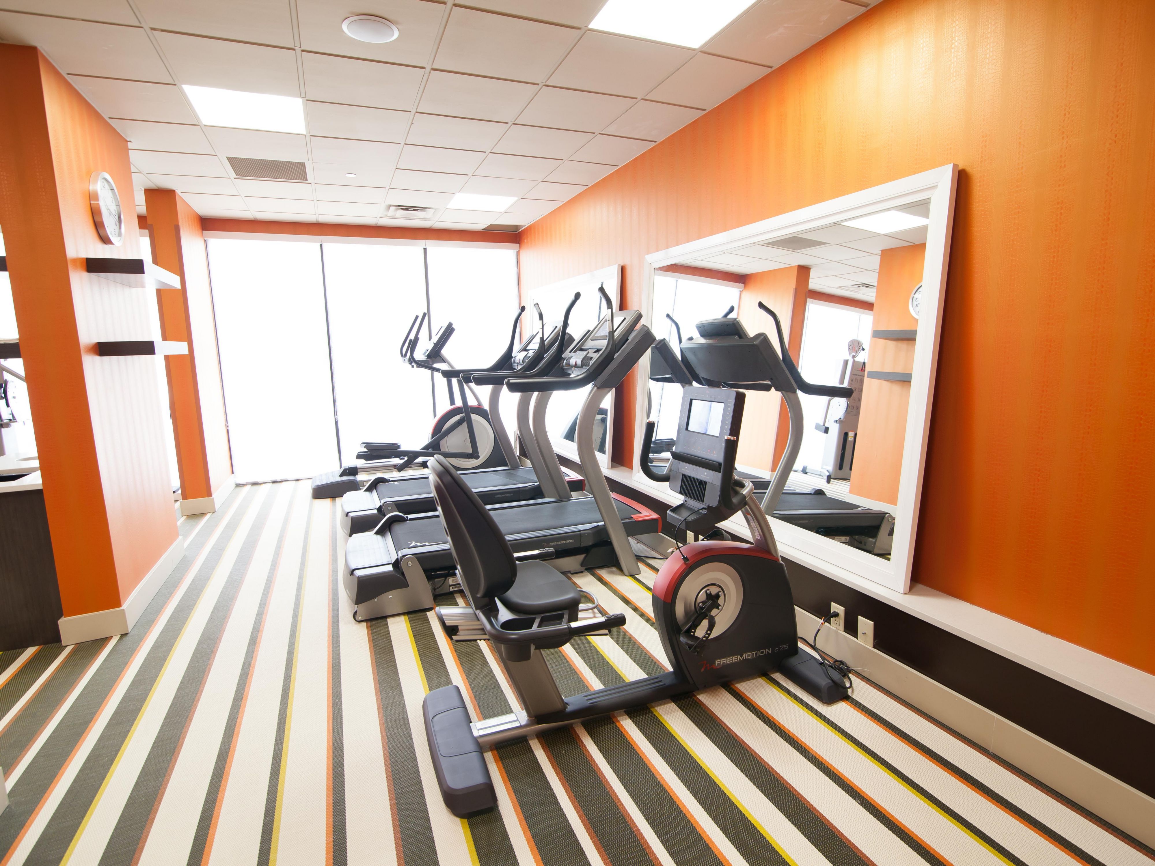 Stay active while you're on the road! Our well-equipped fitness center has a variety of equipment including treadmills, stationary bikes, free weights, kettle bells, and elliptical machines - plenty to get a full workout in!