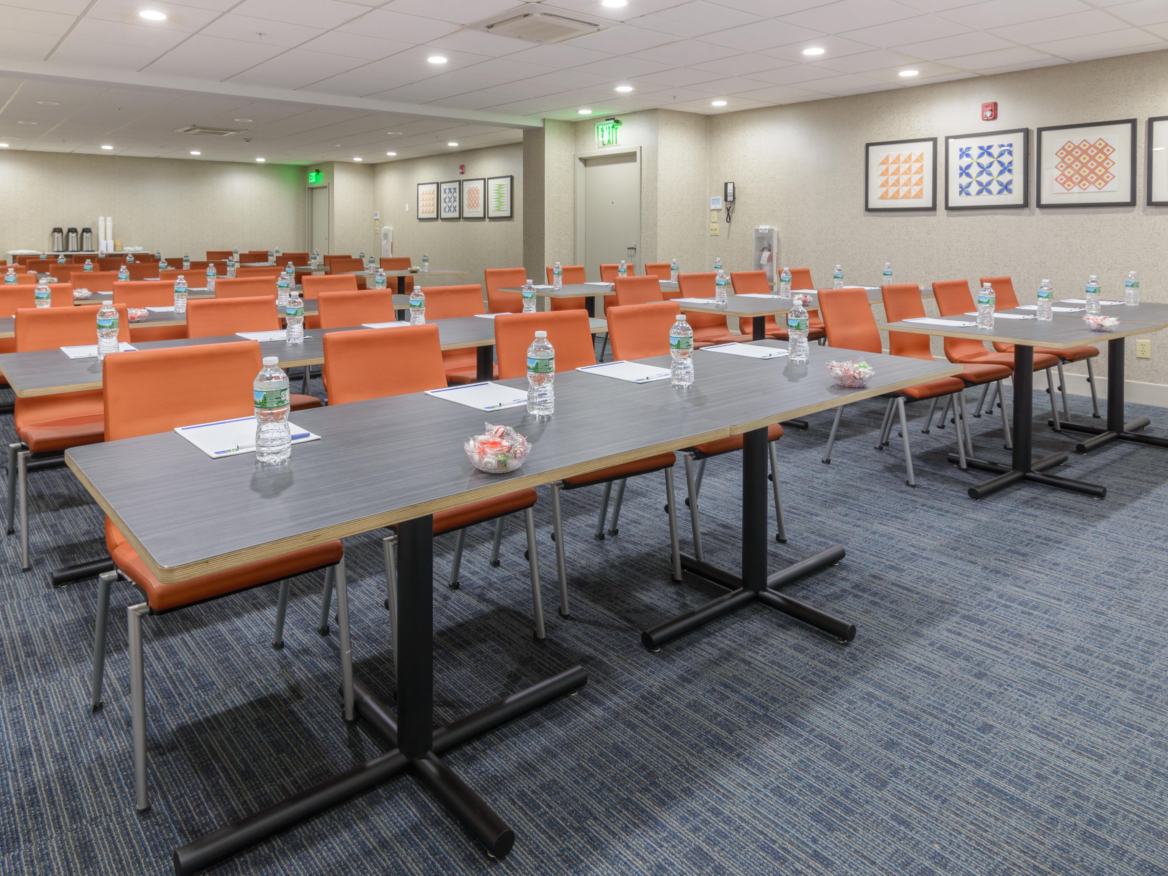We offer two flexible meeting rooms that can accommodate up to 80 people and many different room configurations. All rooms have free high-speed internet access and located on the first floor.