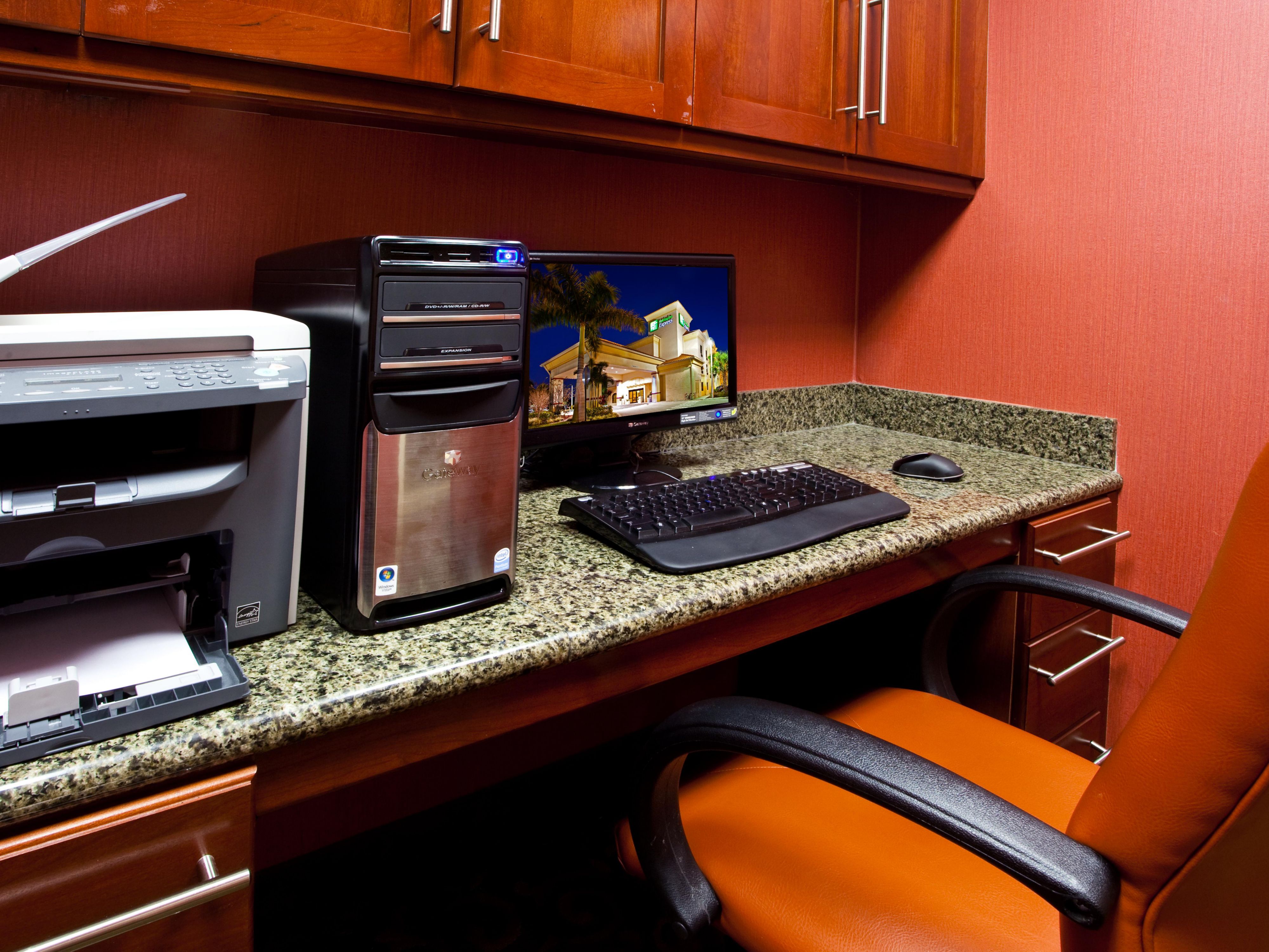 Avoid traveling with cumbersome business documents.  Visit our business center for all your office needs. 