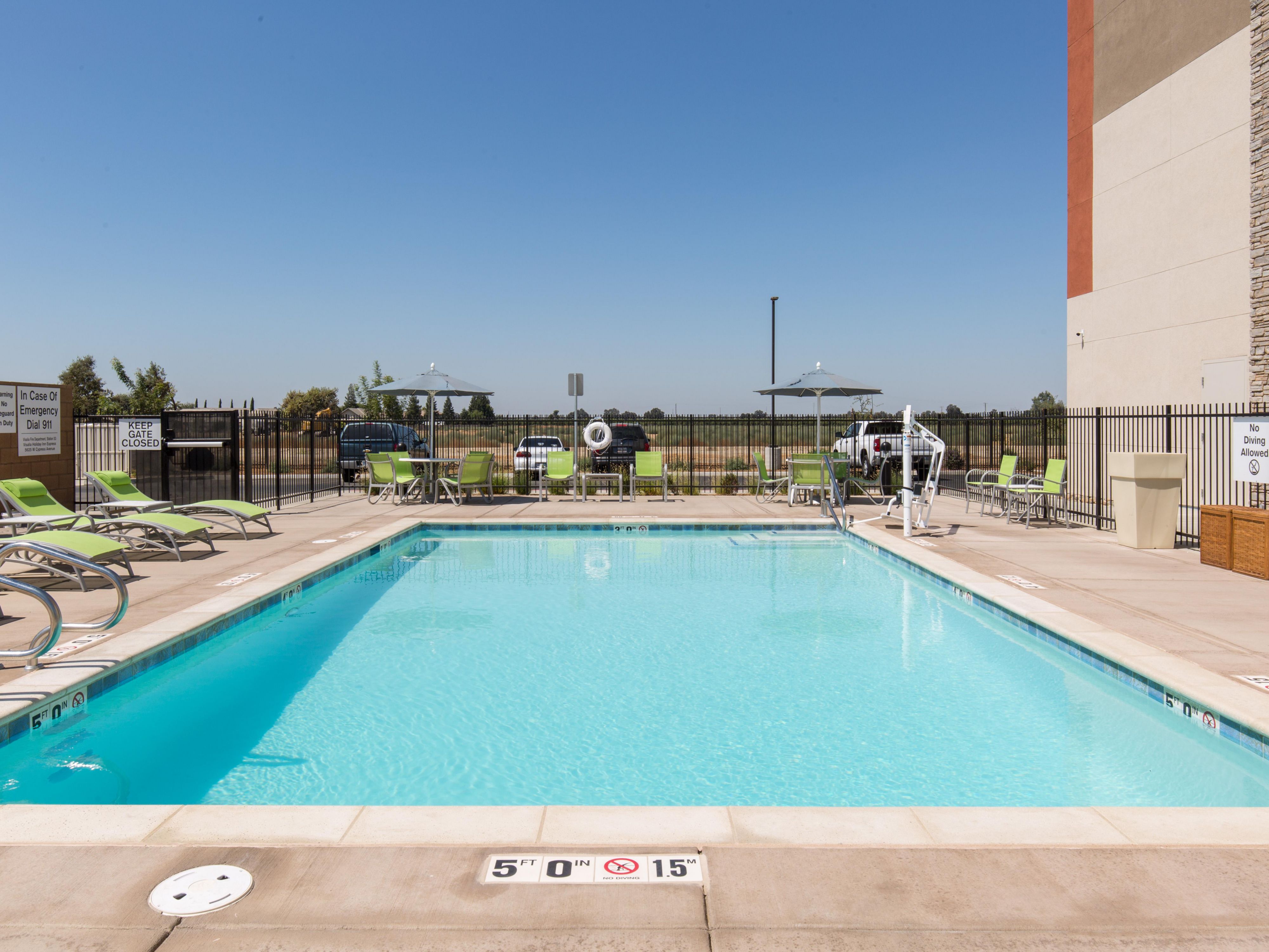 Swim a few laps in the morning or dive in after a day of business meetings or sightseeing. Relax at our outdoor heated pool with lounge chairs, tables and towels.