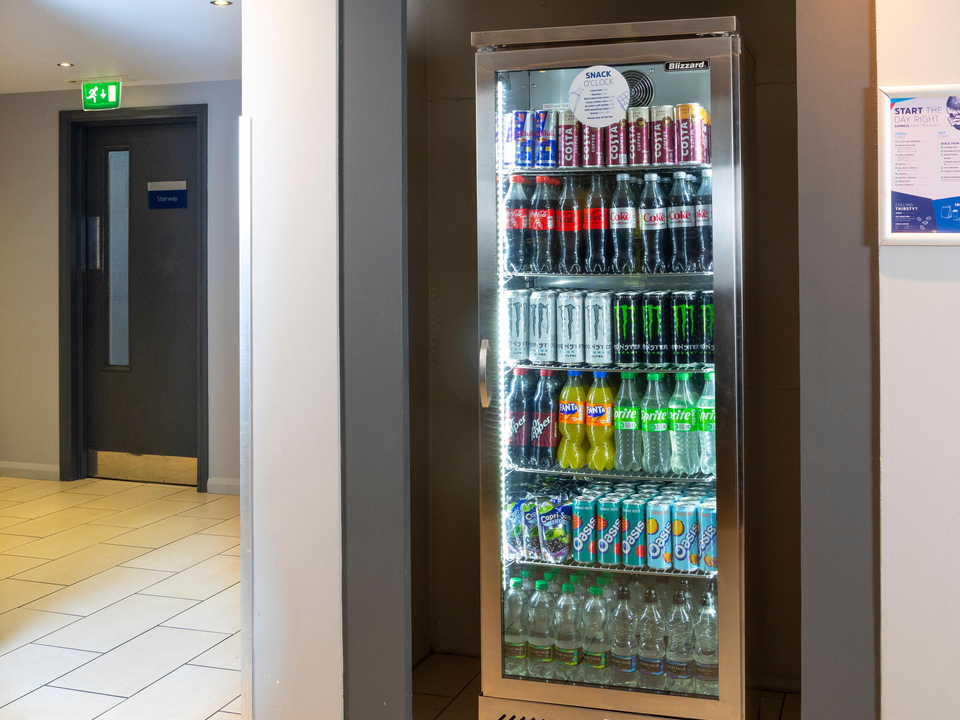 Need a quick pick me-up? Our vending area has you covered.