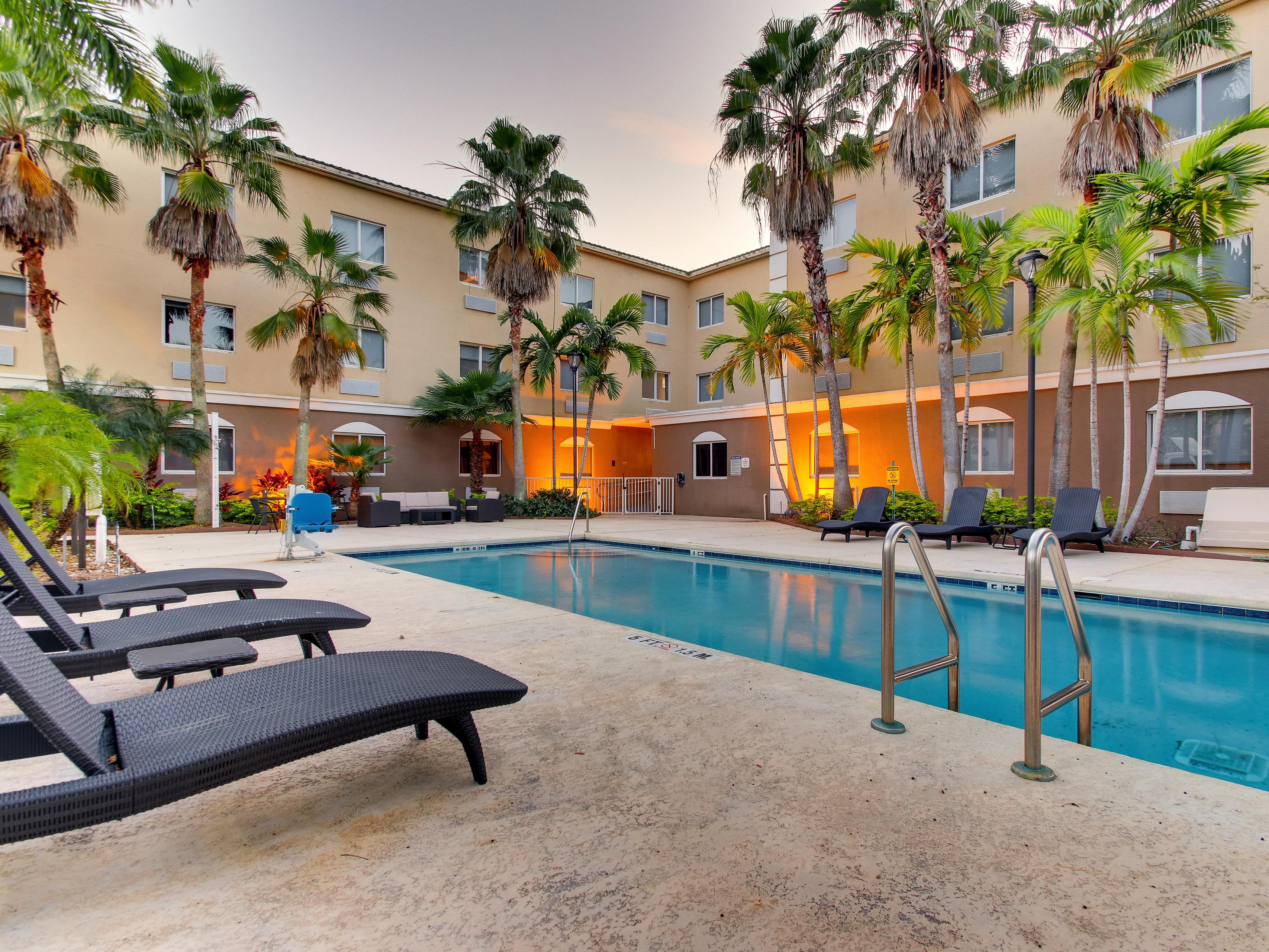 Enjoy Florida's beautiful weather with a dip in our outdoor pool, open year around. Wrap up the day by taking an evening swim to soak away the stresses of the day.