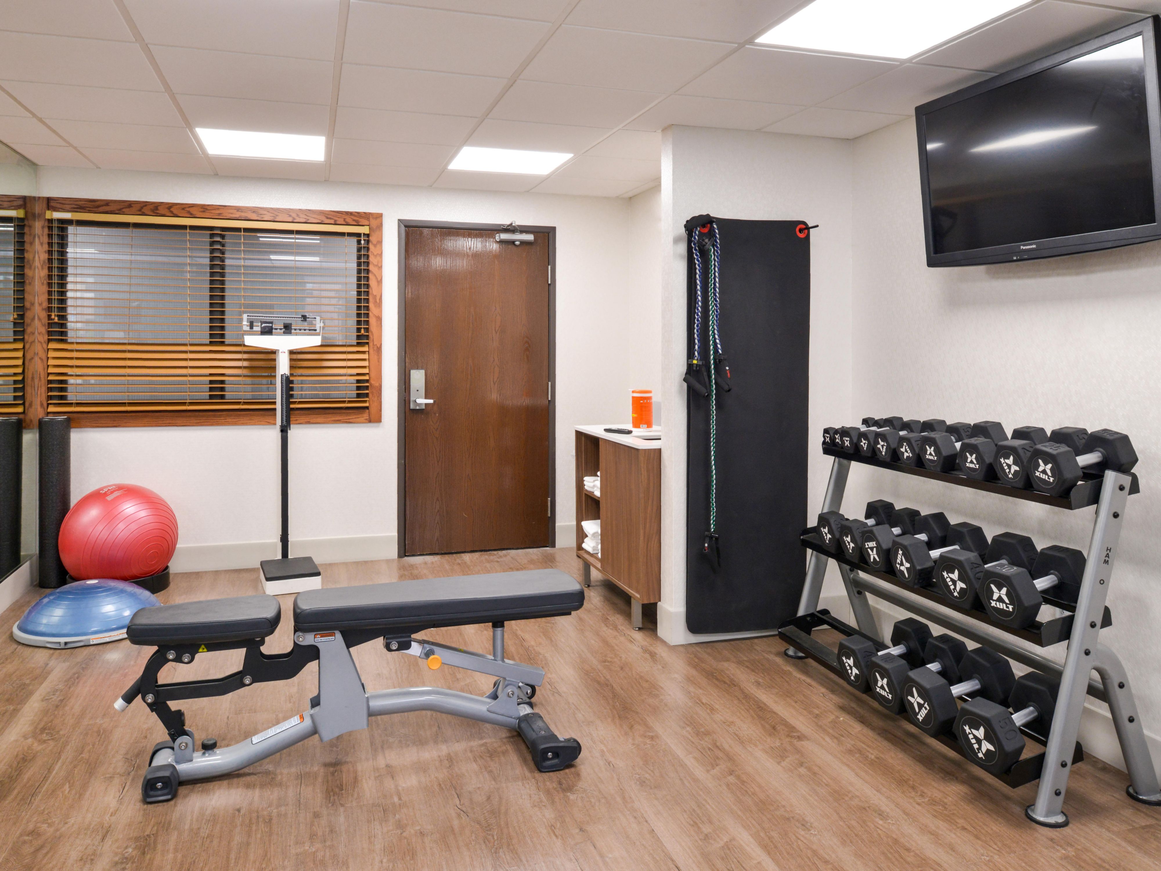 Stay active and energized in our 24-hour Fitness Center.