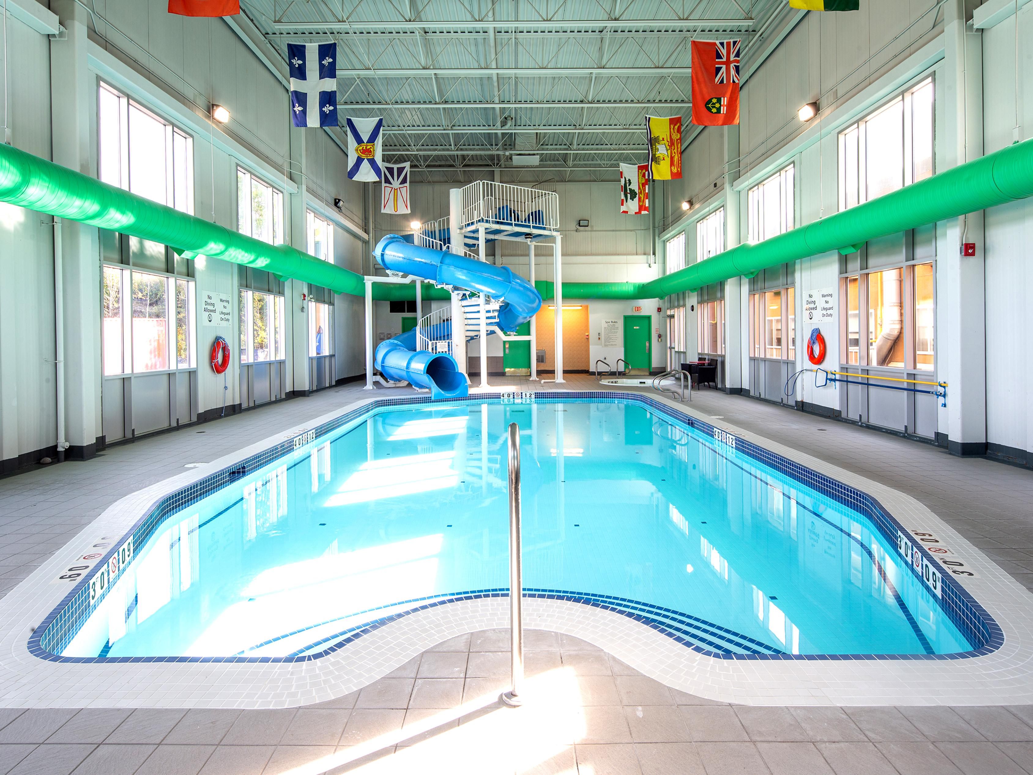 Pool, waterslide, and hot tub onsite. Fun for the whole family.