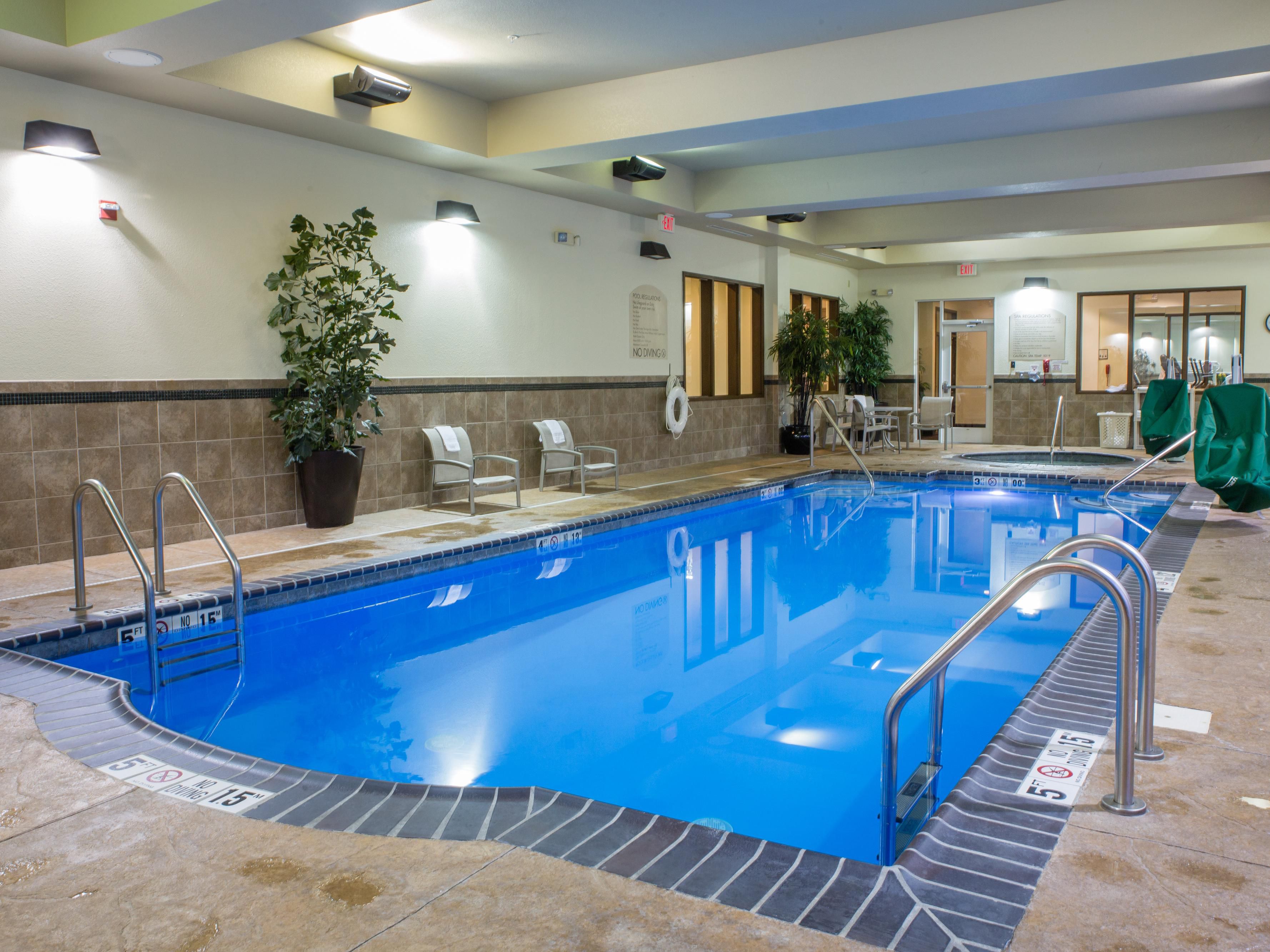 Indoor pool with water maintained at 80 degrees year round