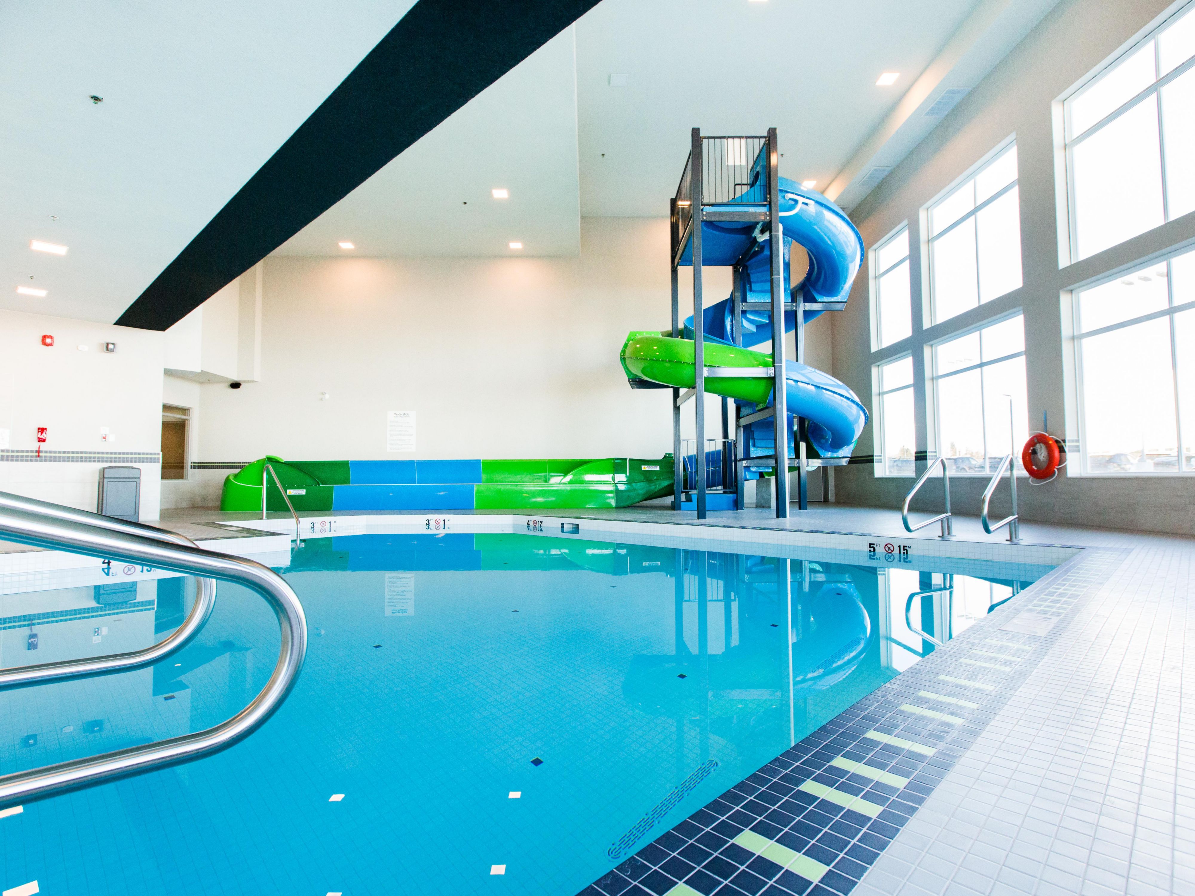 Enjoy our indoor waterslide at the Holiday Inn Calgary South 