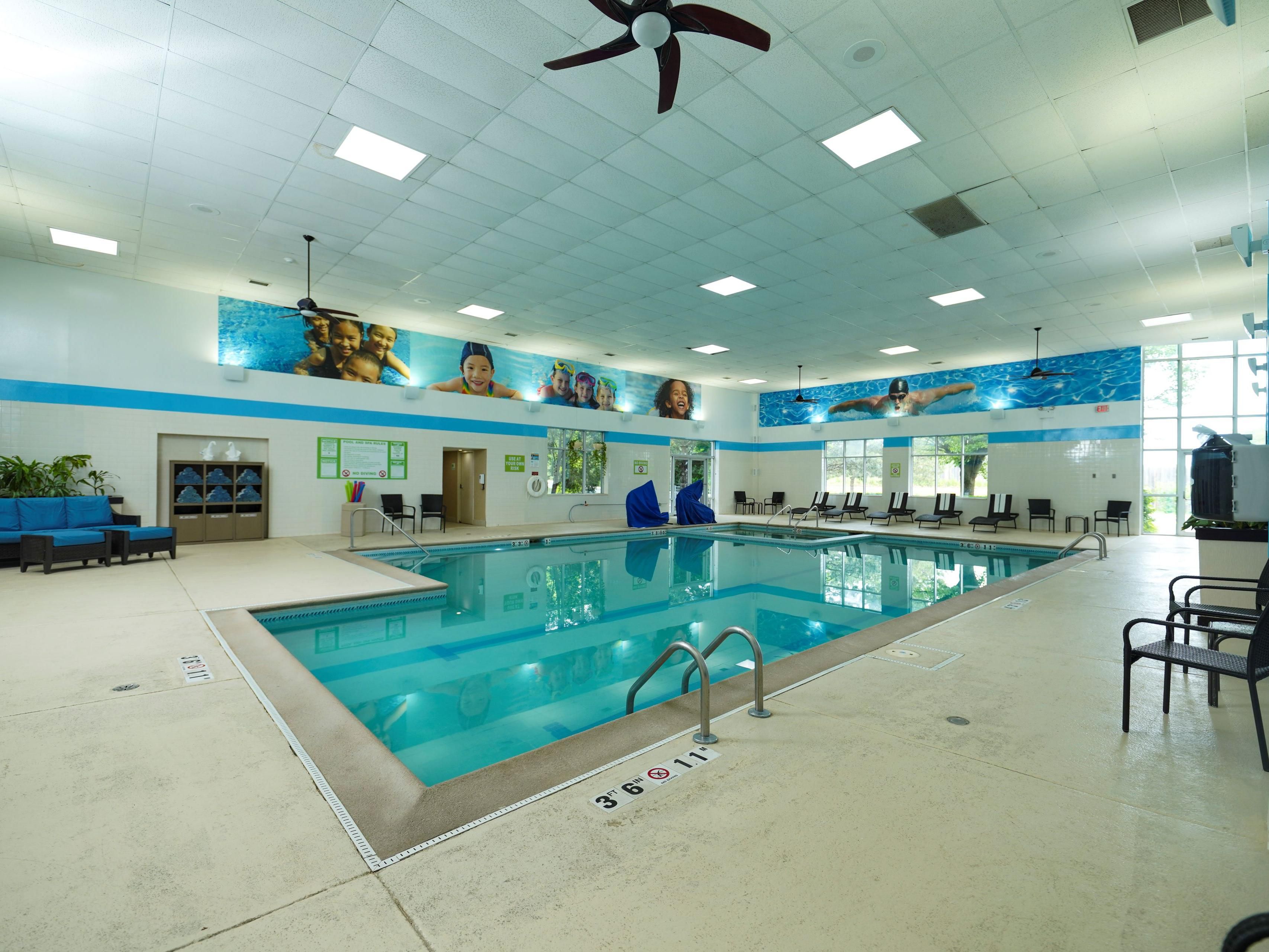 Take a dip in our indoor pool or a soothing soak in the whirlpool.