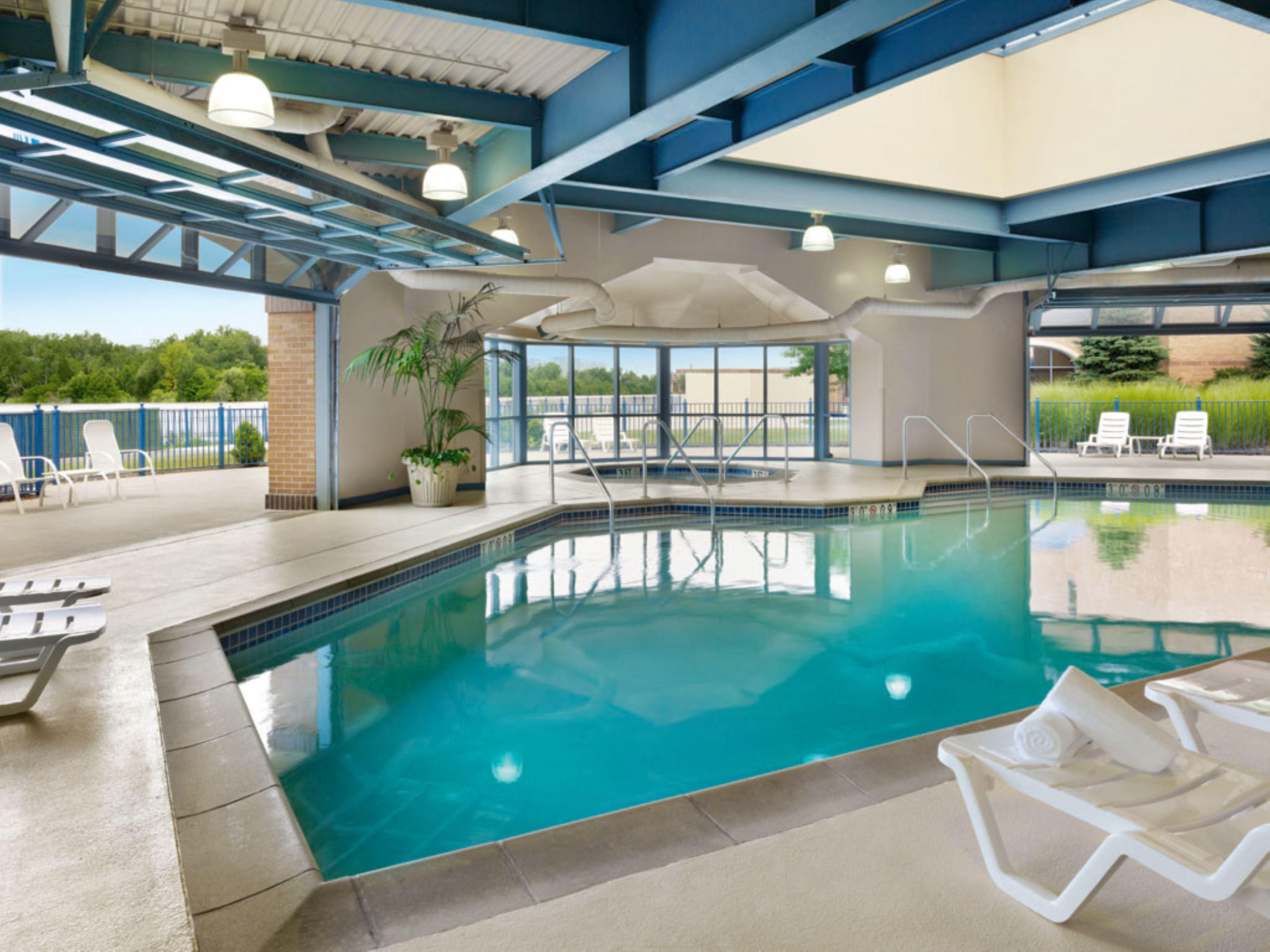 Indoor pool, with an outside feel and amazing views
